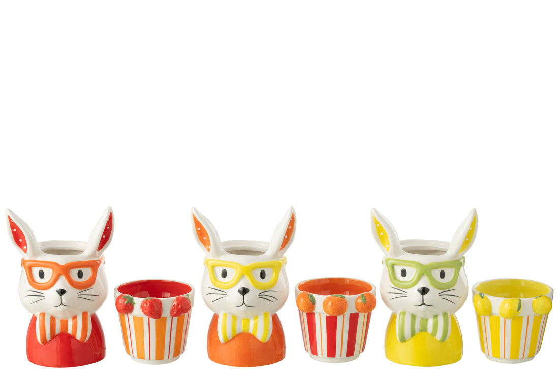 Bloempot 2 Delen Konijn Dolomiet Mix Klein Assortiment Van 3