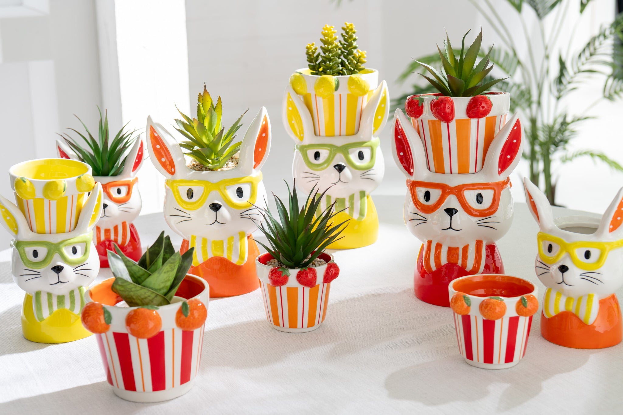 Bloempot 2 Delen Konijn Dolomiet Mix Groot Assortiment Van 3