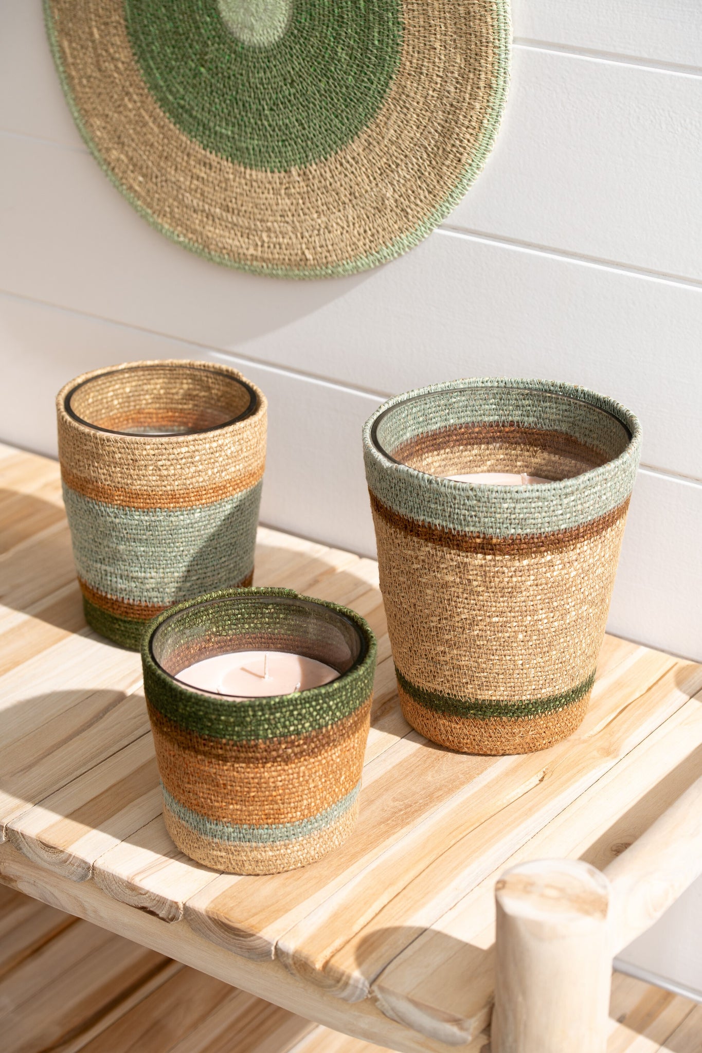 Geurkaarsmand Was Beige/Blauw Groot-75 Uur