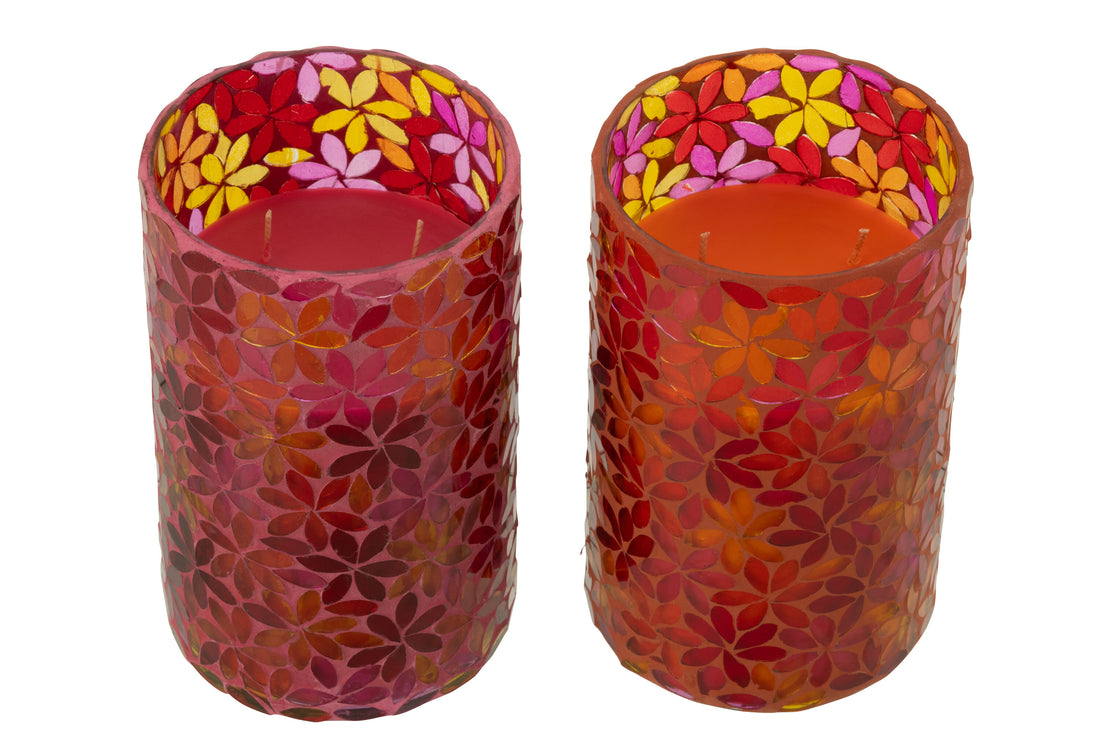 Geurkaars Bloemenmozaïek Was Groot Assortiment Van 2-55 Uur