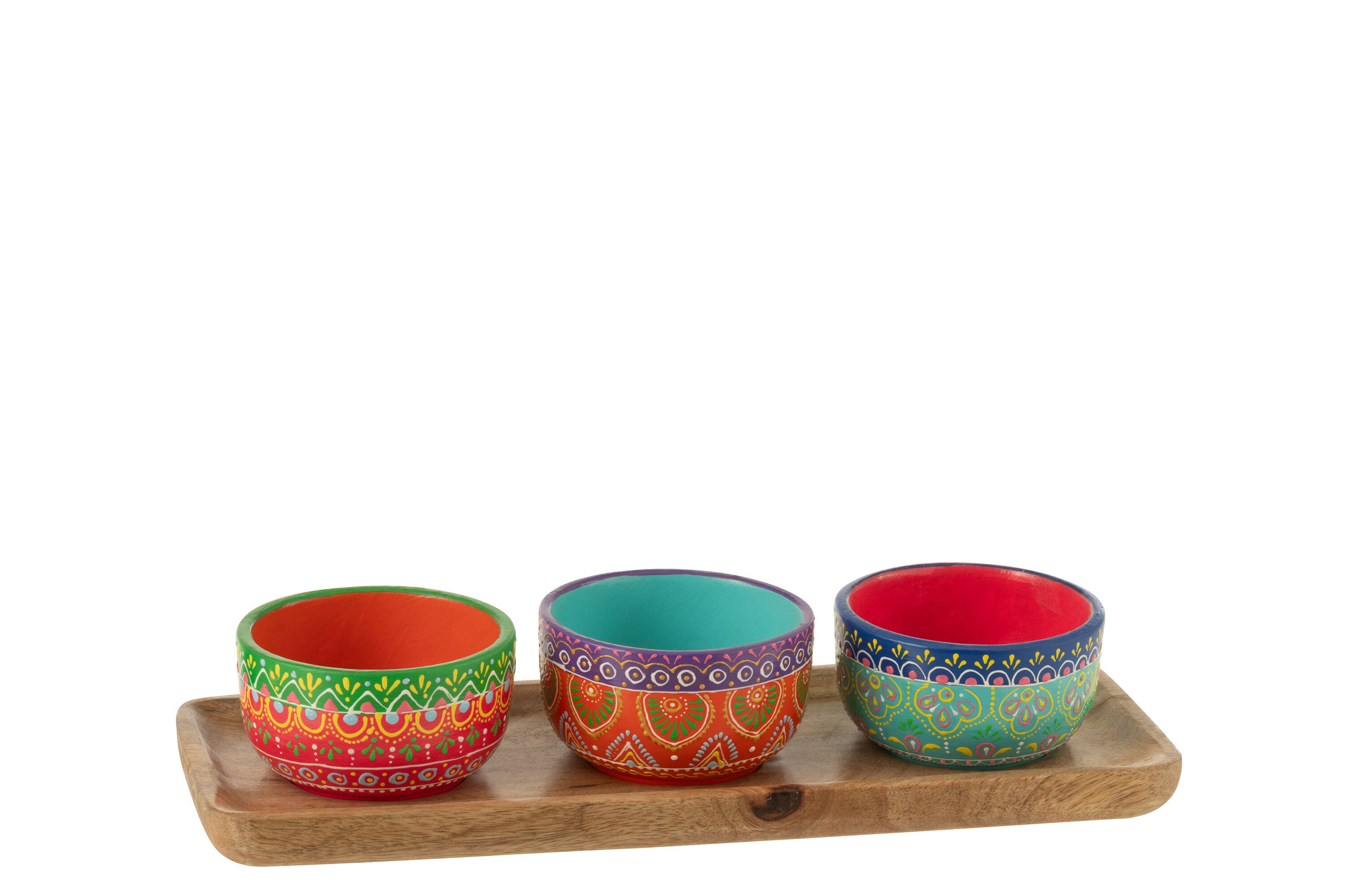 Schaal + 3 kommen Mumbai Terracotta/Hout Mix