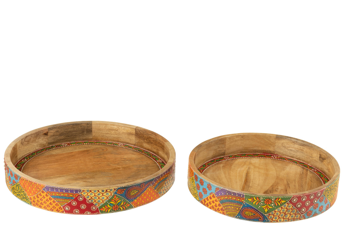 Set van 2 dienbladen 2 handvatten Delhi mangohout mix