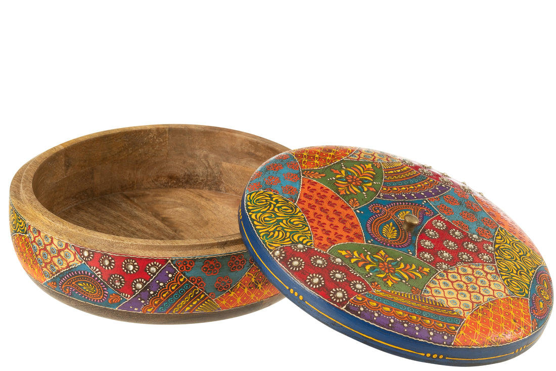 Doos + Deksel Delhi Ronde Mangohout Mix