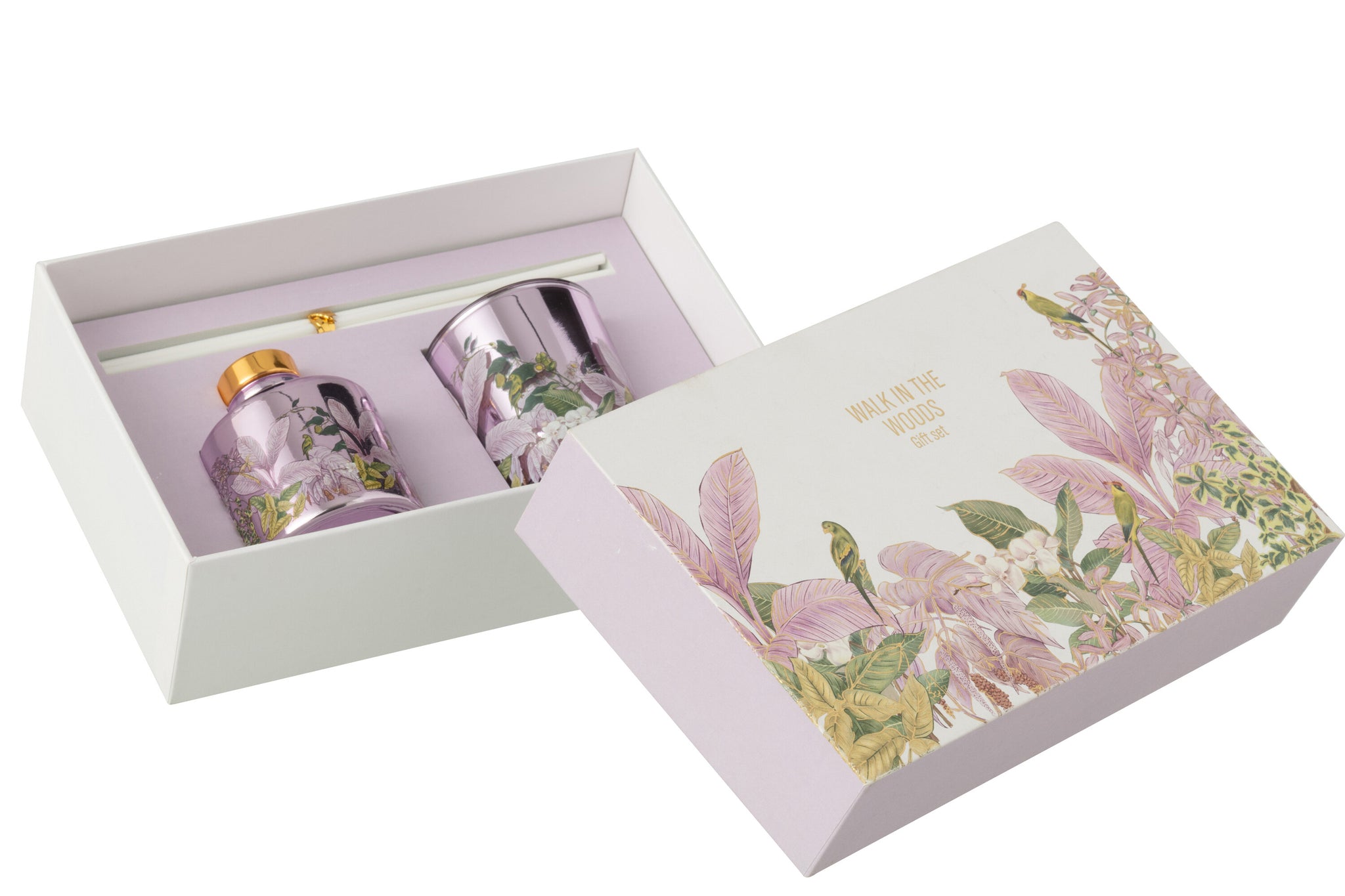 Geschenkset Kaars+Diffuser Walk In The Woods Roze