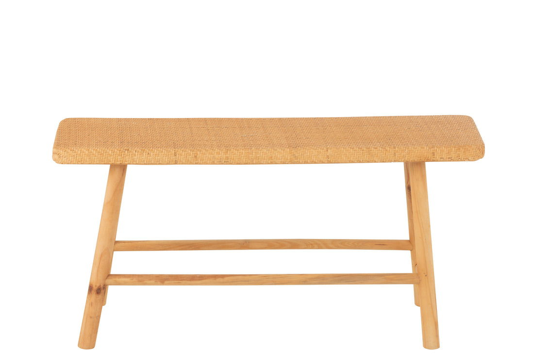 Rechthoekige Bank van Rotan en Sparrenhout – Natuurlijk