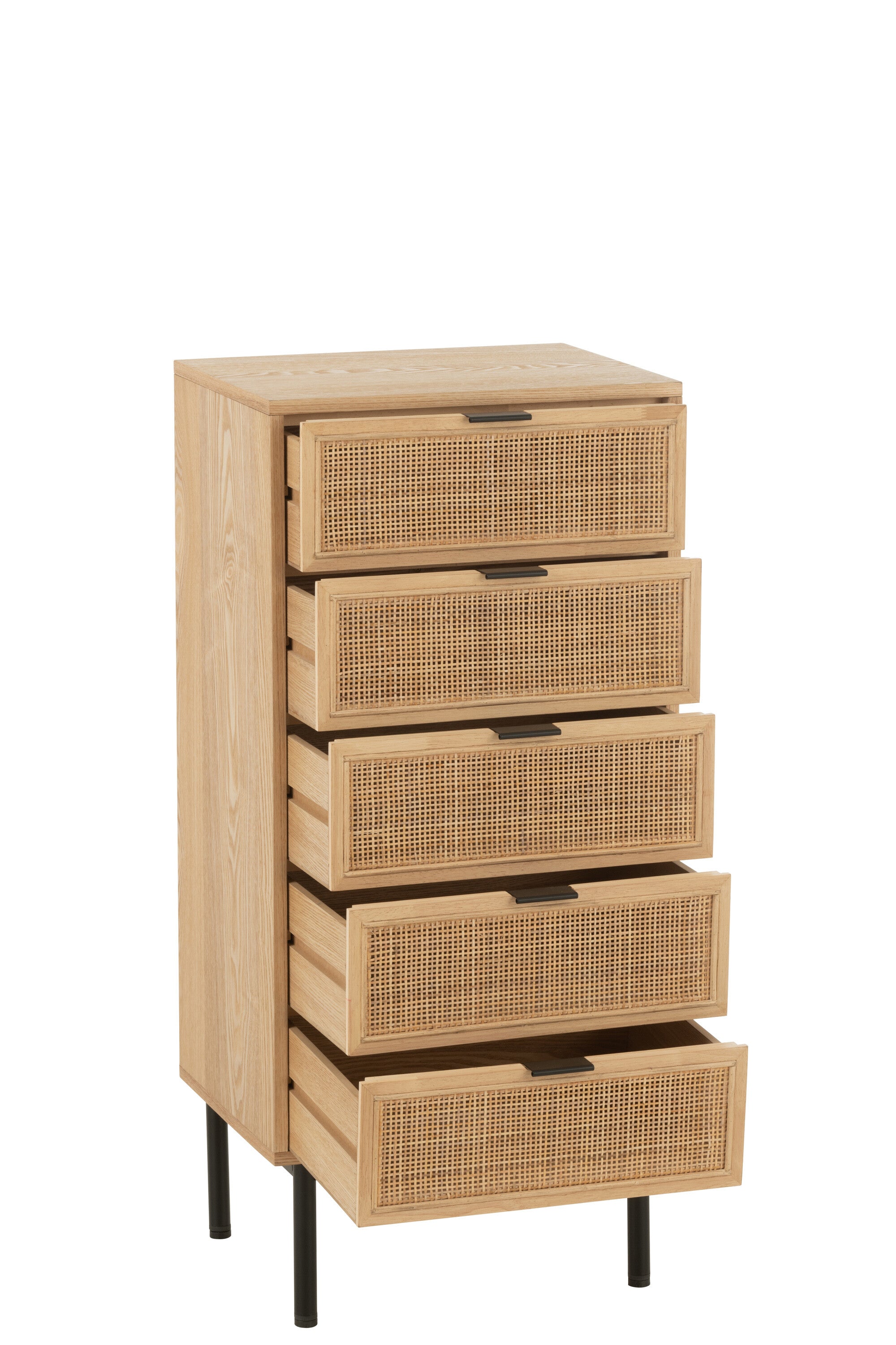 Kast 5 laden Mdf/Metaal Natuurlijk/Zwart