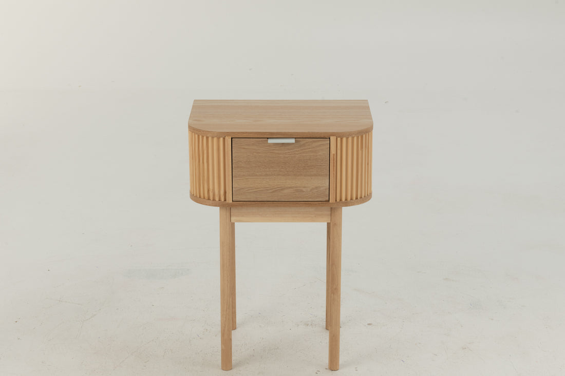 Nachtkastje afgerond MDF/Dennenhout Natuurlijk