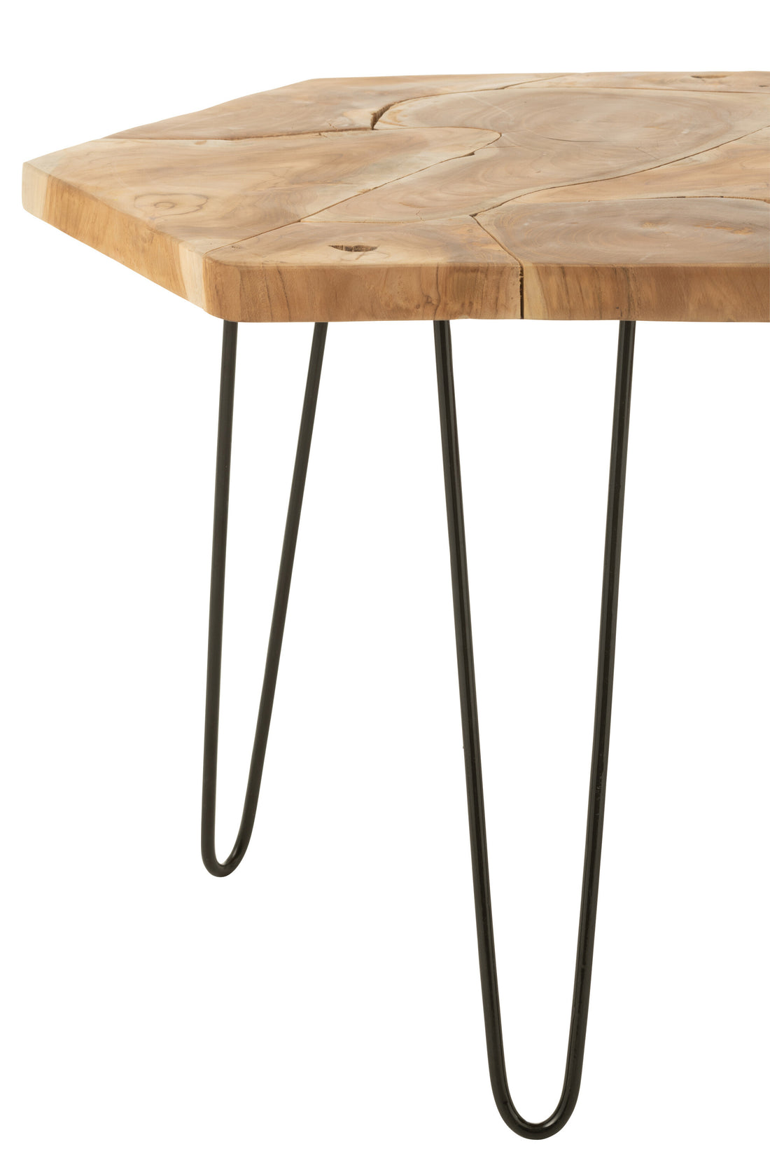 Set van 2 bijzettafels Hexagone Teakhout/Metaal Natuurlijk