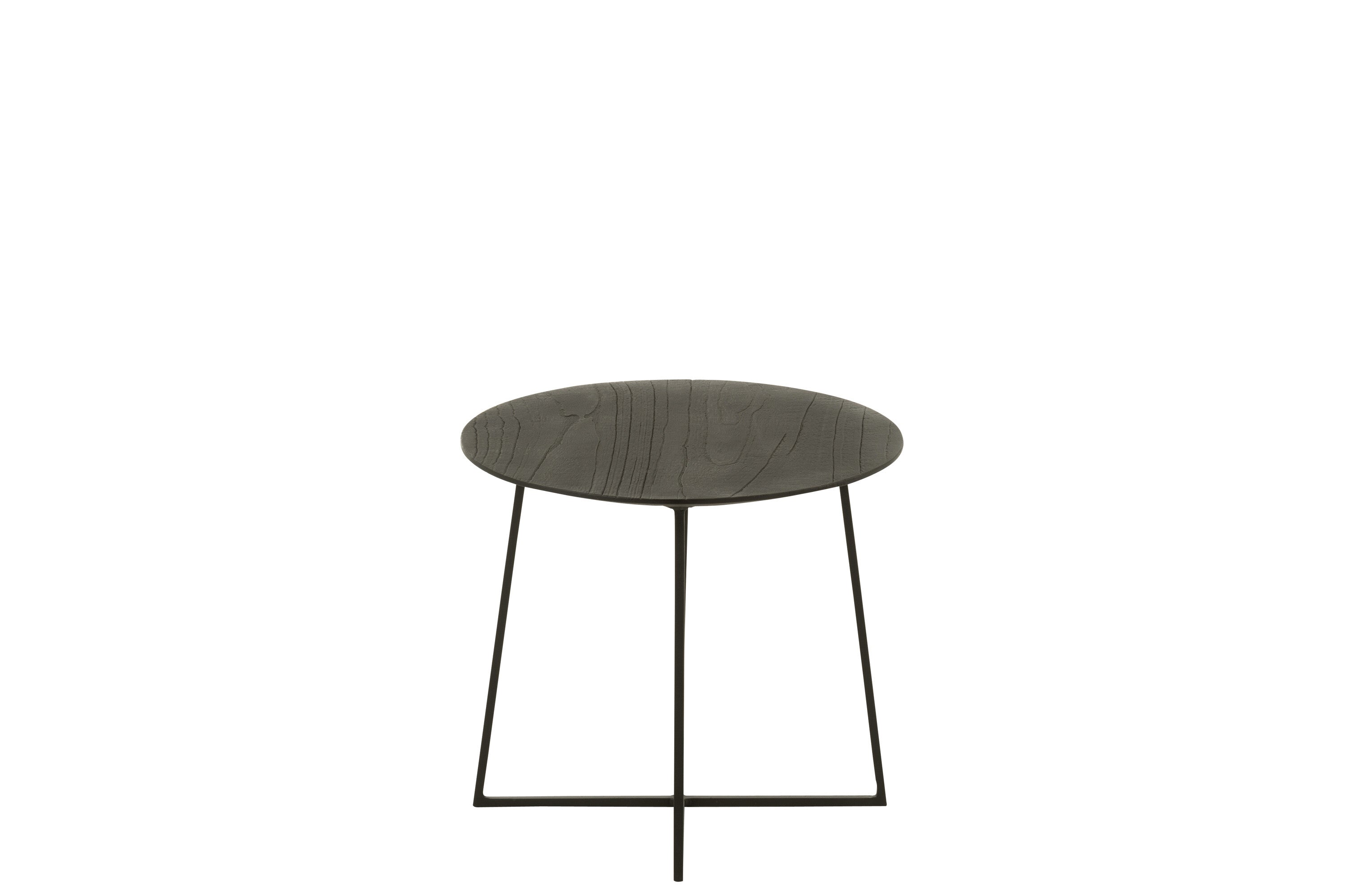 Salontafel rond teakhout/metaal zwart