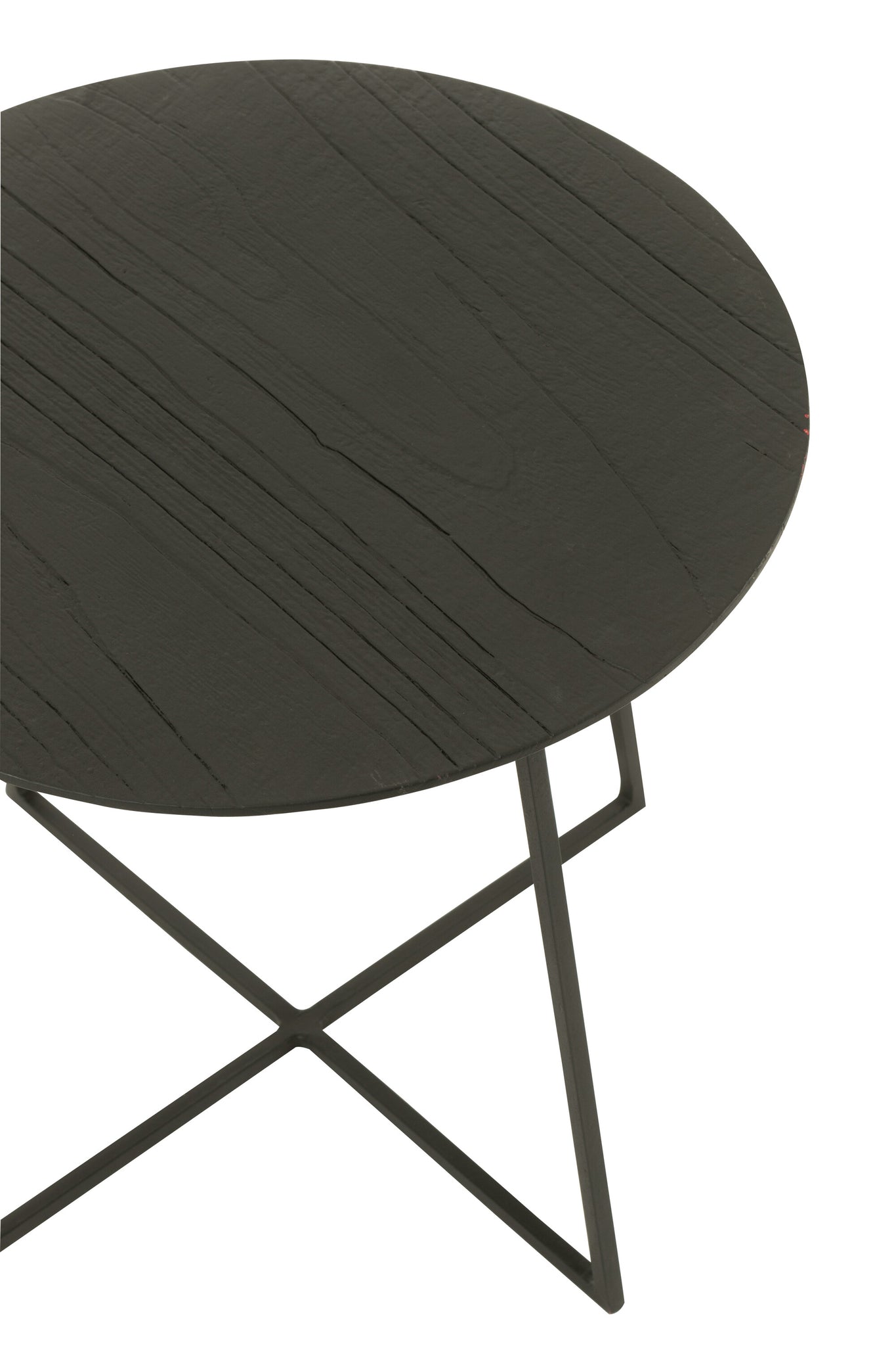 Salontafel rond teakhout/metaal zwart