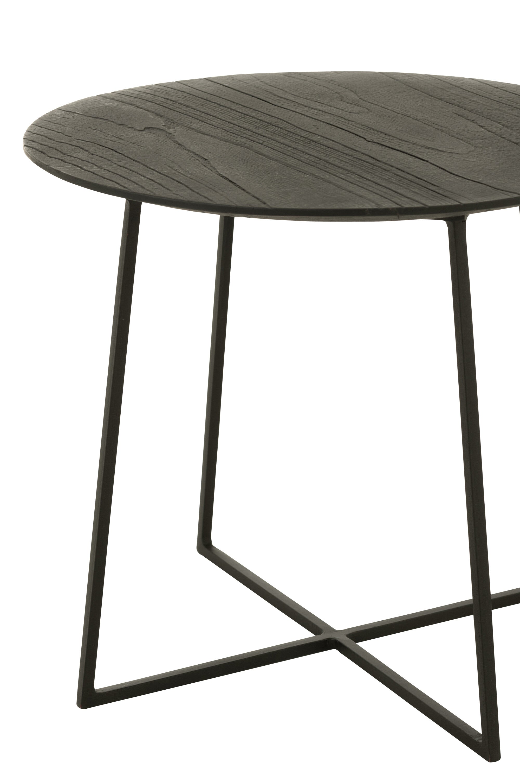 Salontafel rond teakhout/metaal zwart