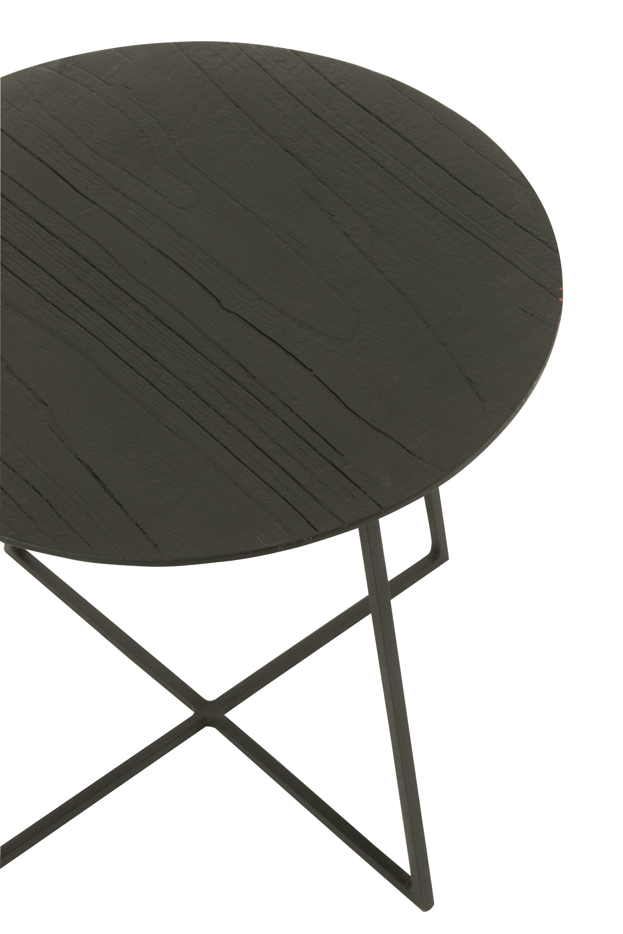 Salontafel rond teakhout/metaal zwart