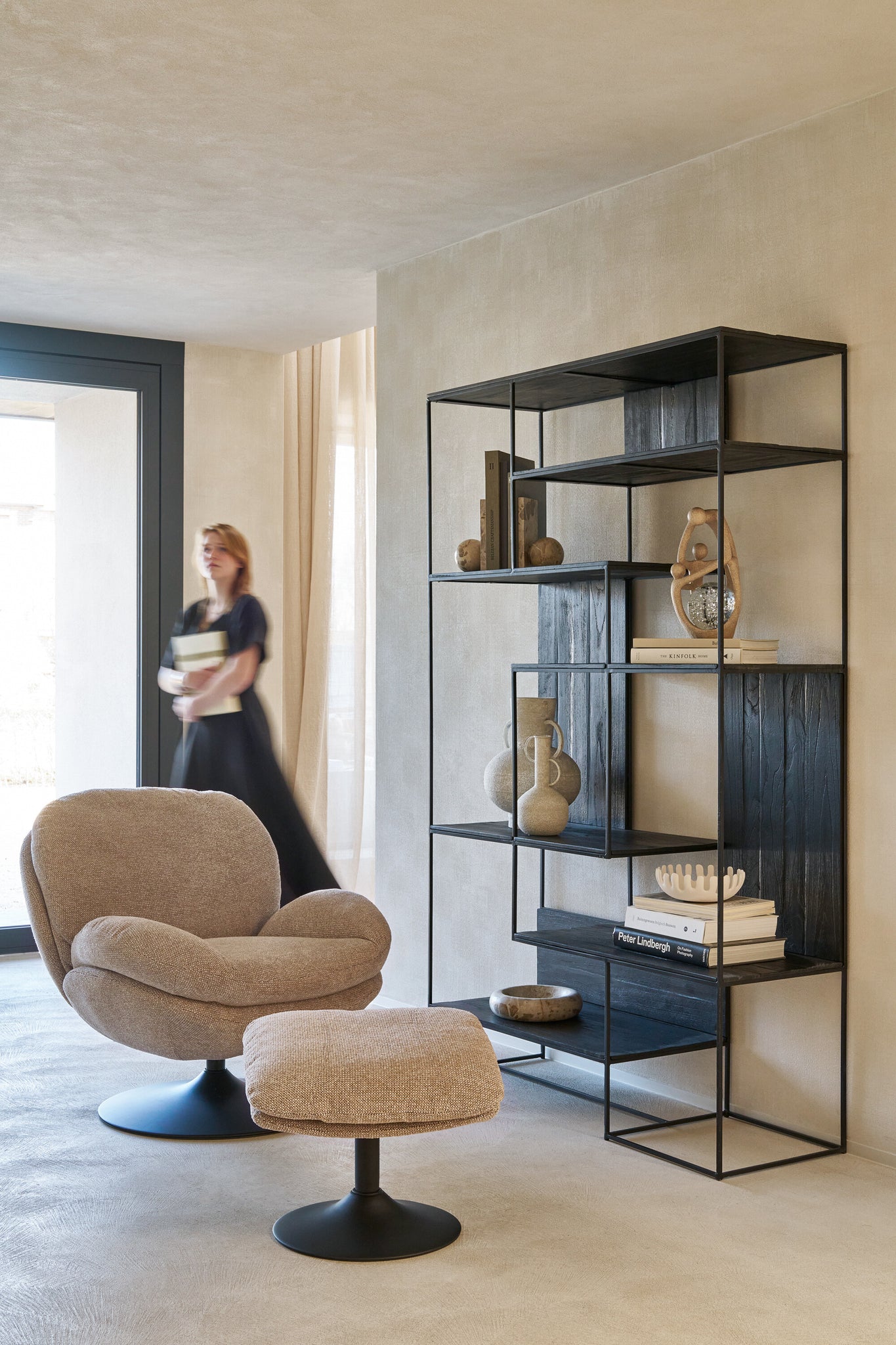 Plank Modern Teakhout/Metaal Zwart