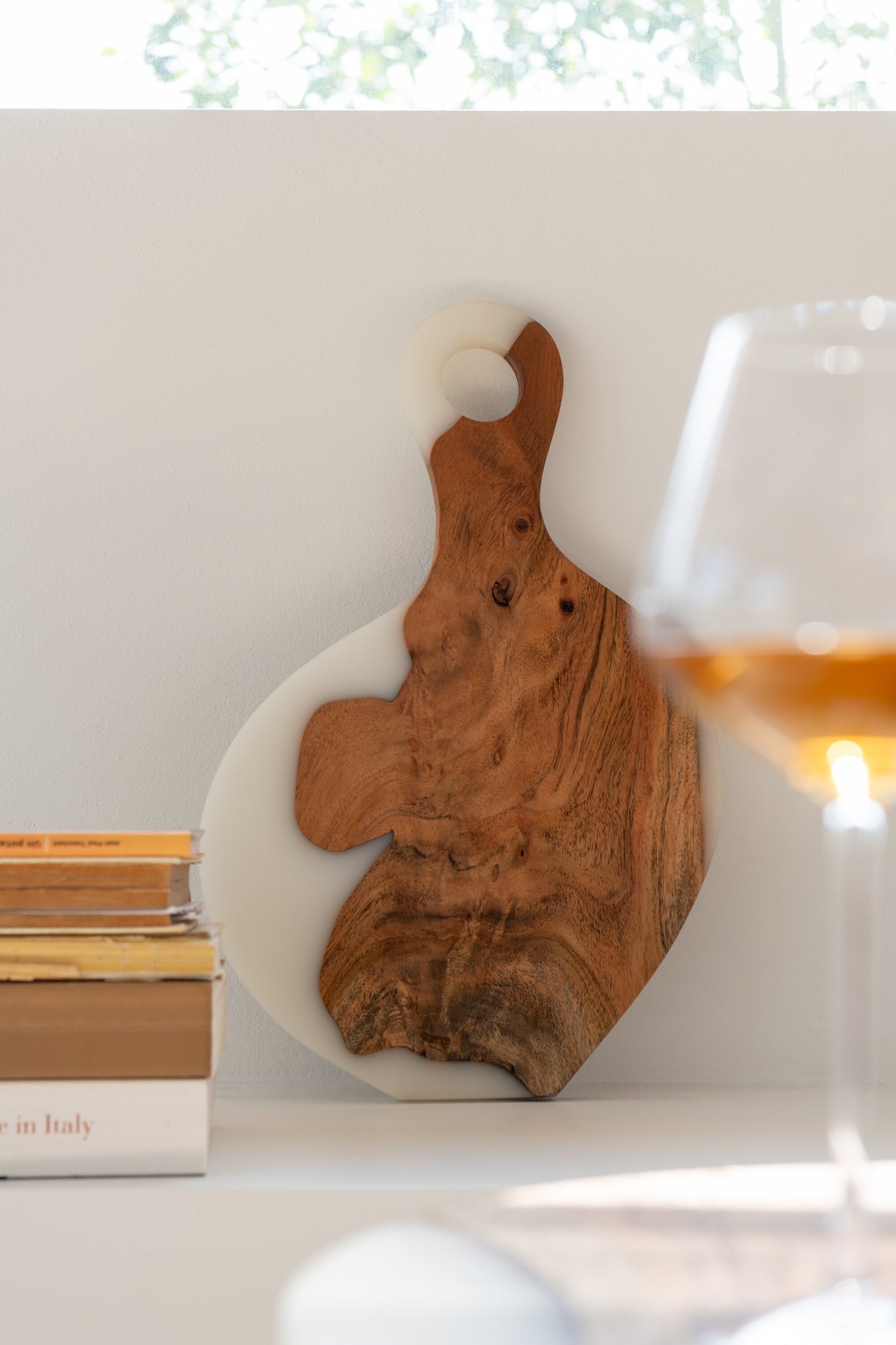 Cutting Board Modern Acacia Wood/Resin Natural/White
