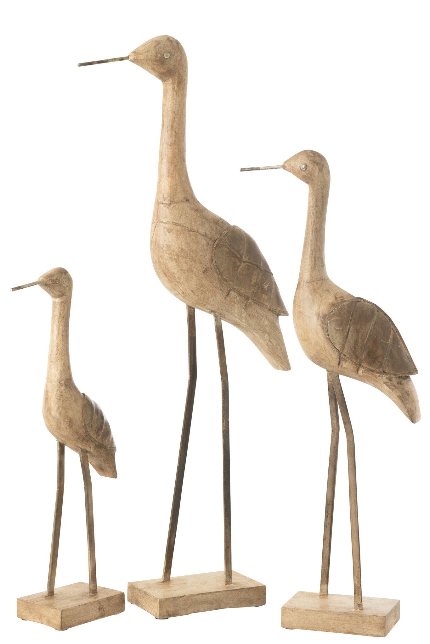Decoratie Vogel Mangohout/Metaal Beige/Zwart Groot