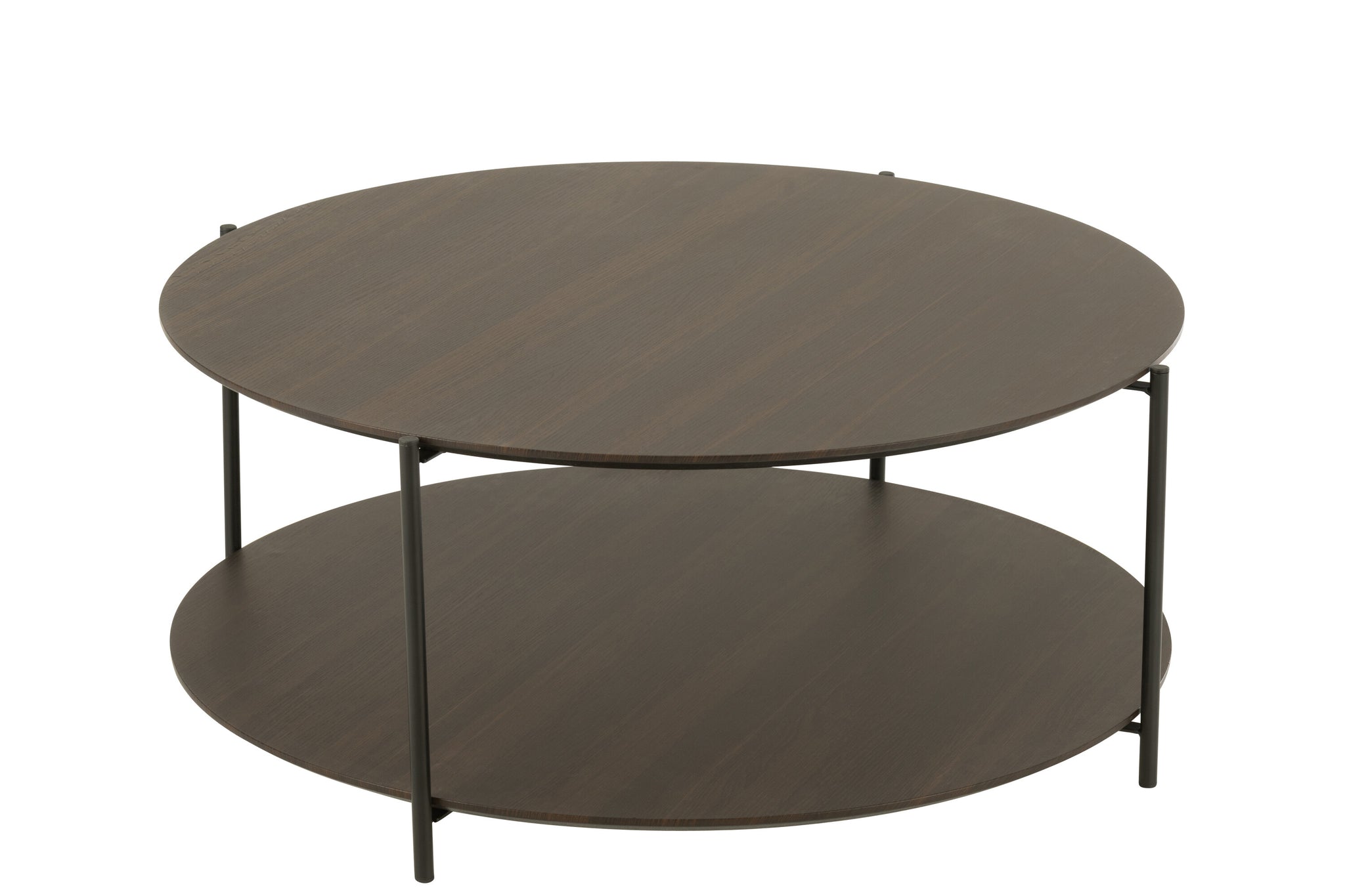 Salontafel rond MDF/metaal donkerbruin klein