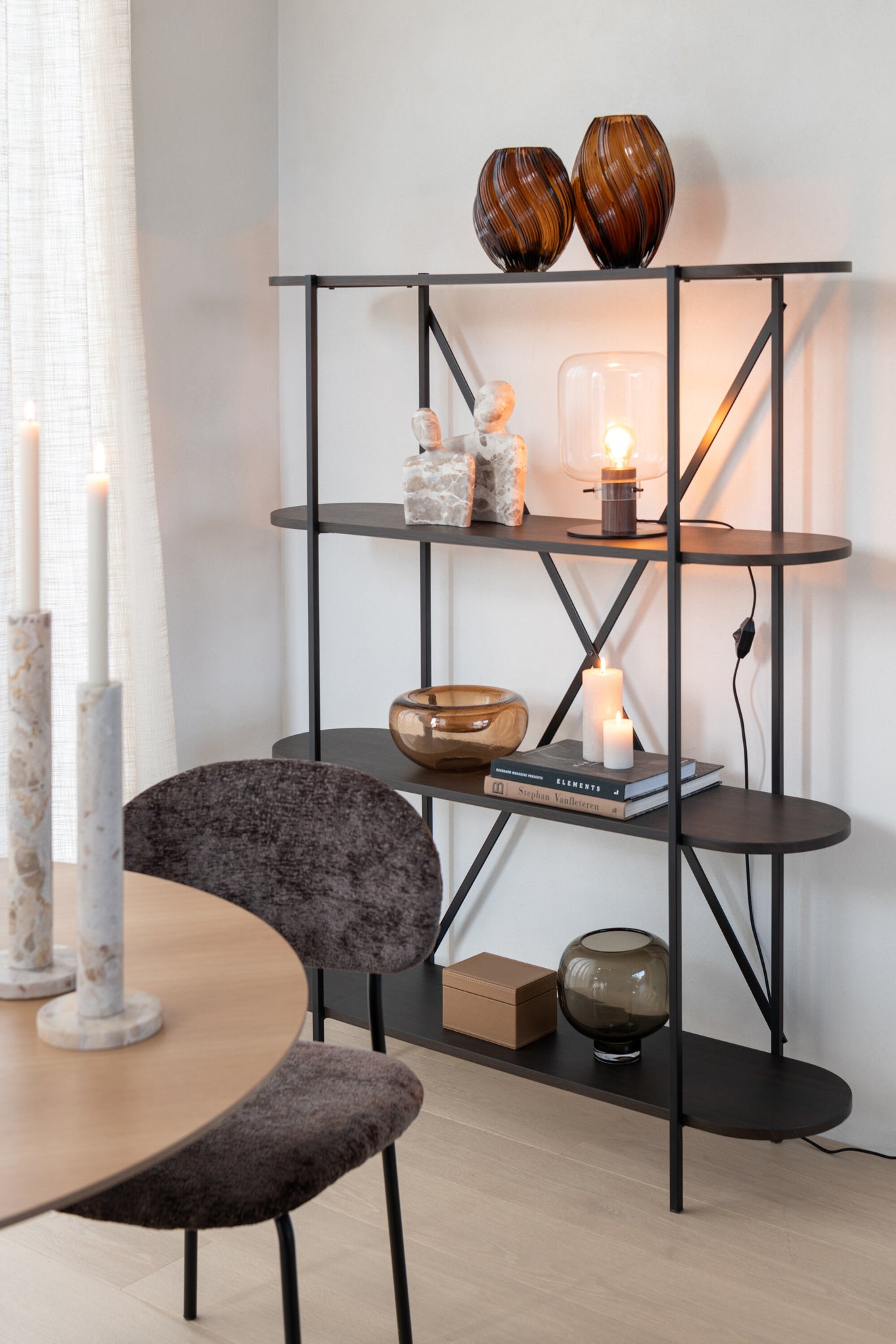 Plank Ovaal Mdf/Metaal Donkerbruin