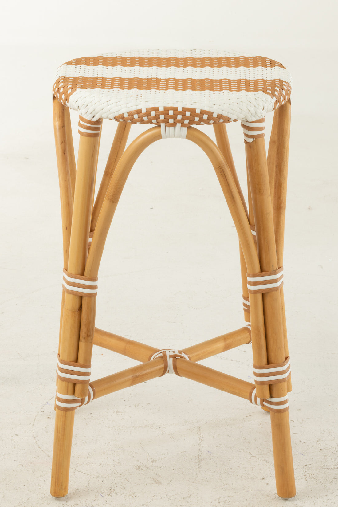 Kruk Rotan Beige/Wit Groot