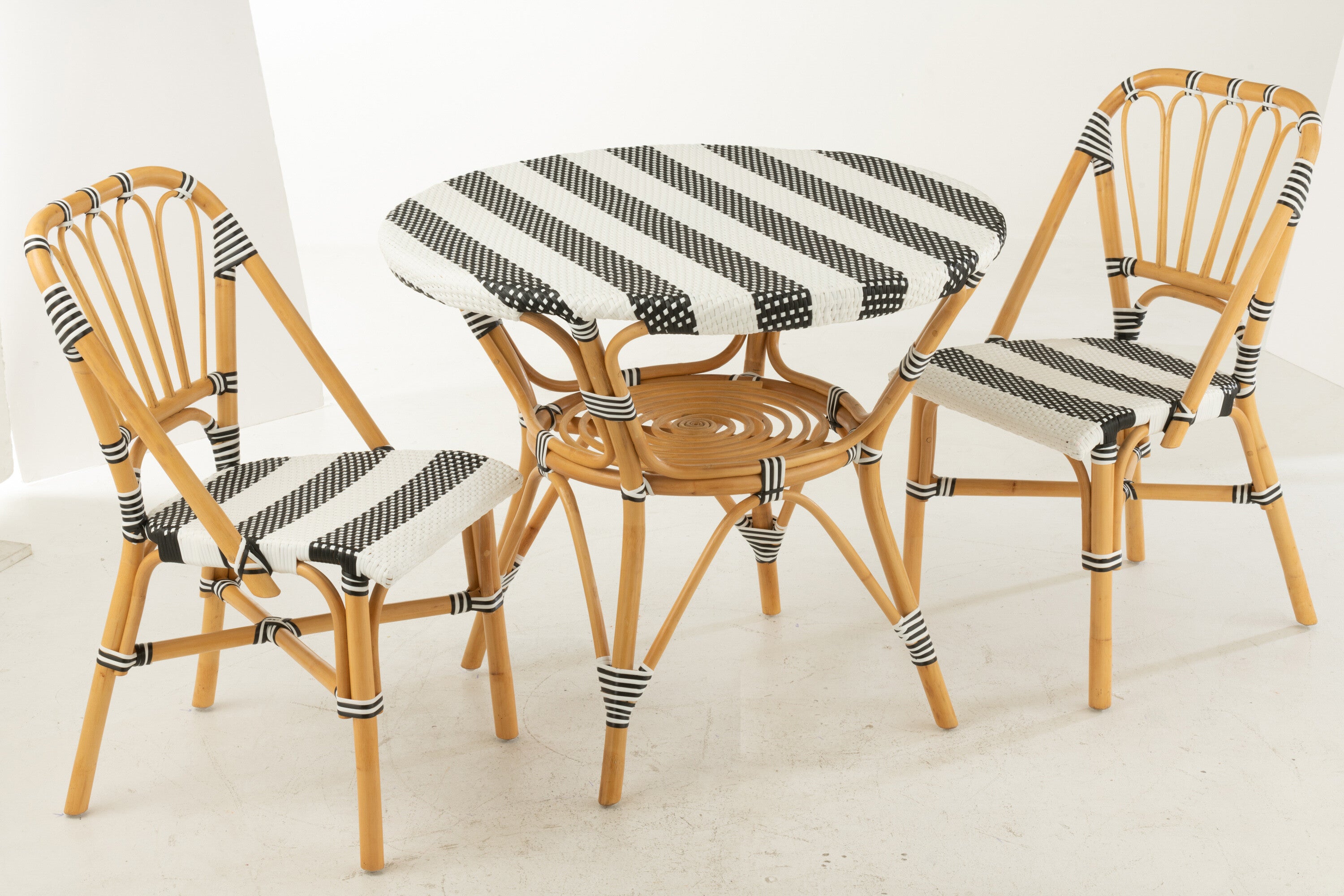 Eettafel Rotan Zwart/Wit