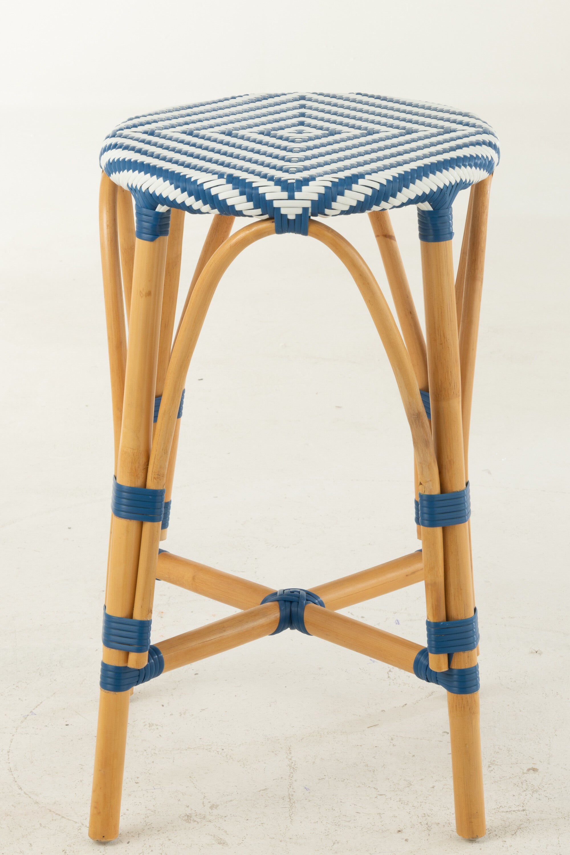 Kruk Rotan Blauw/Wit Groot