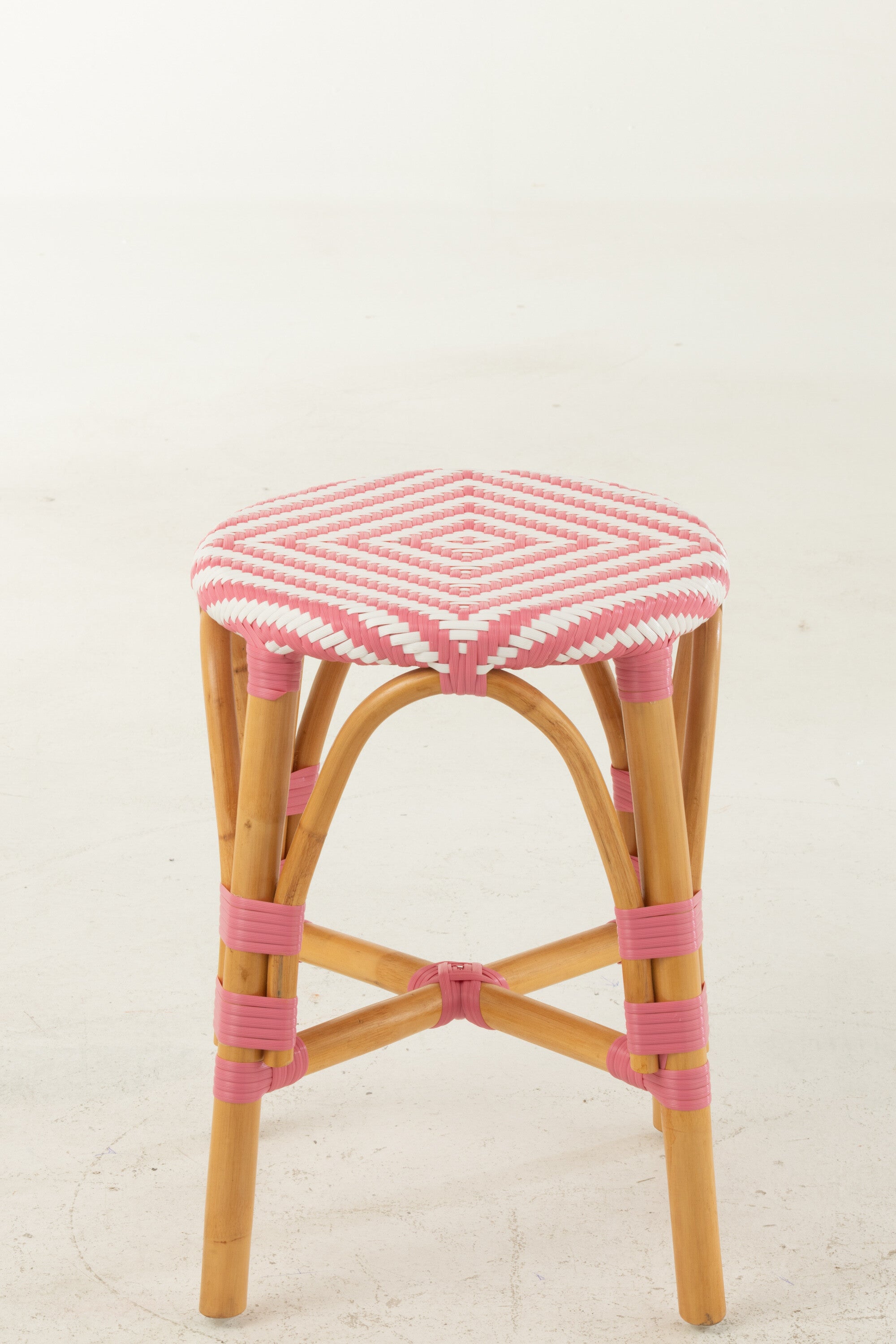 Kruk Rotan Roze/Wit Klein