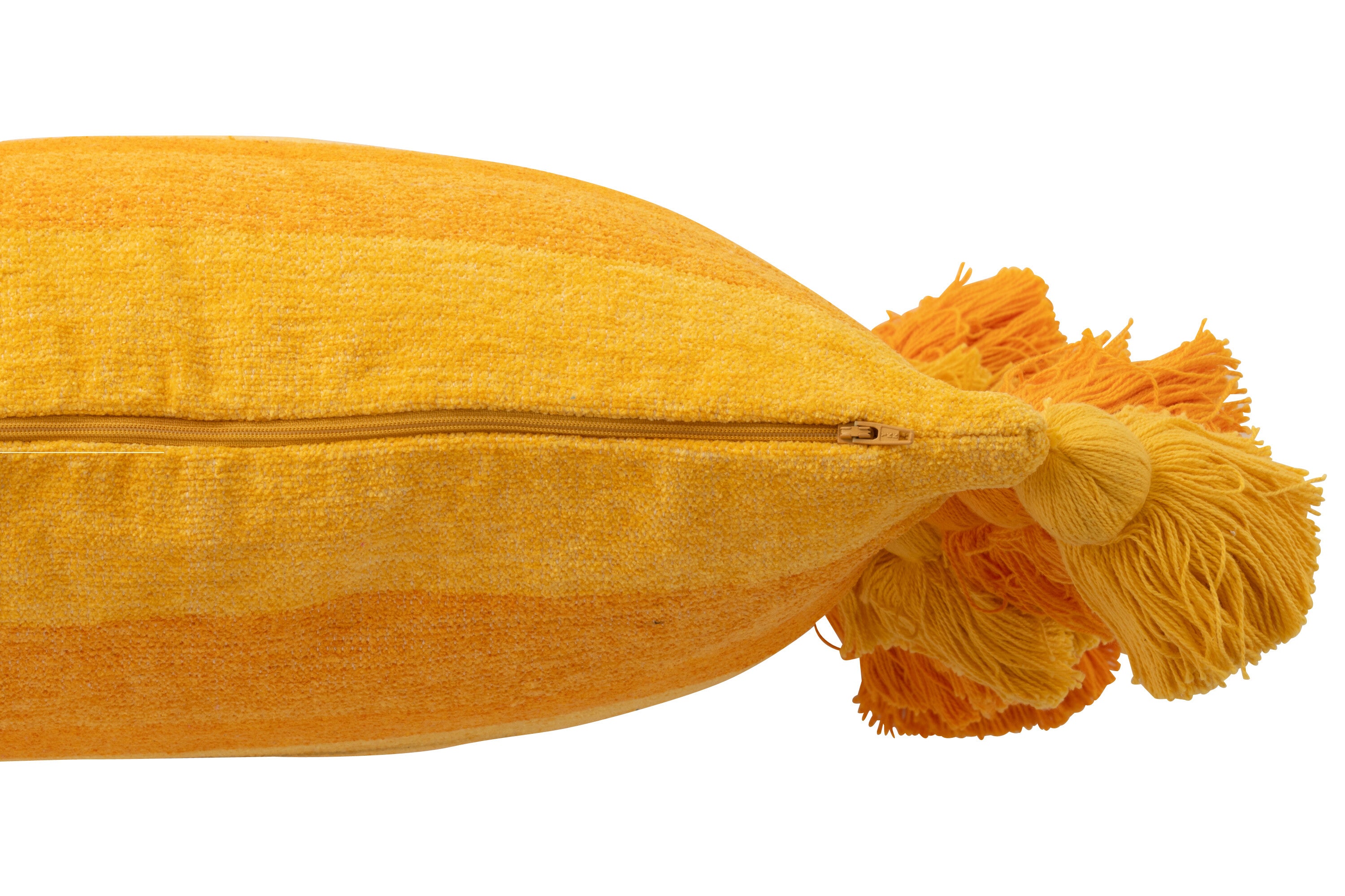 Kussen Strepen+Kwastjes Katoen Oranje