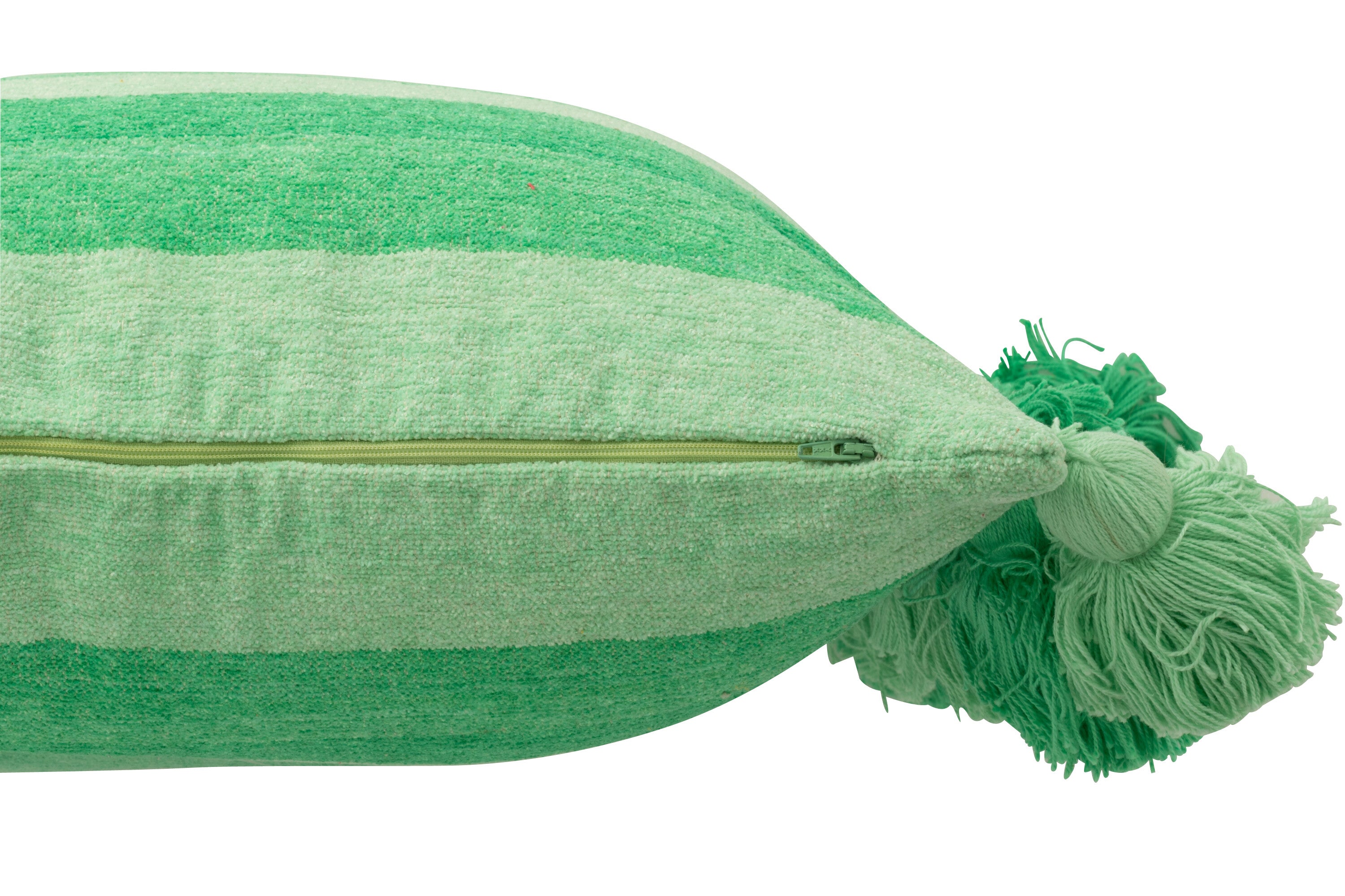 Kussen Strepen+Kwastjes Katoen Groen