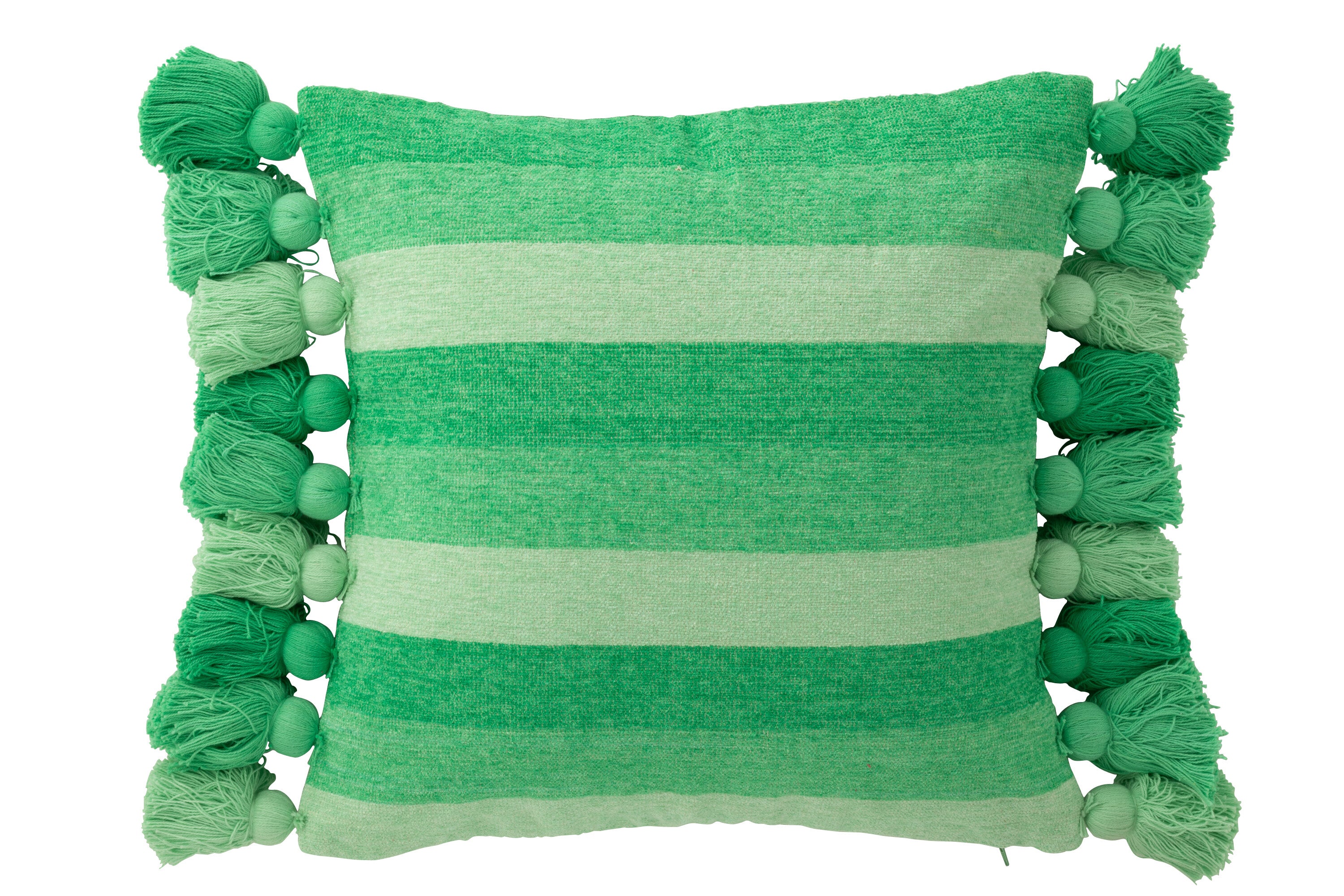 Kussen Strepen+Kwastjes Katoen Groen