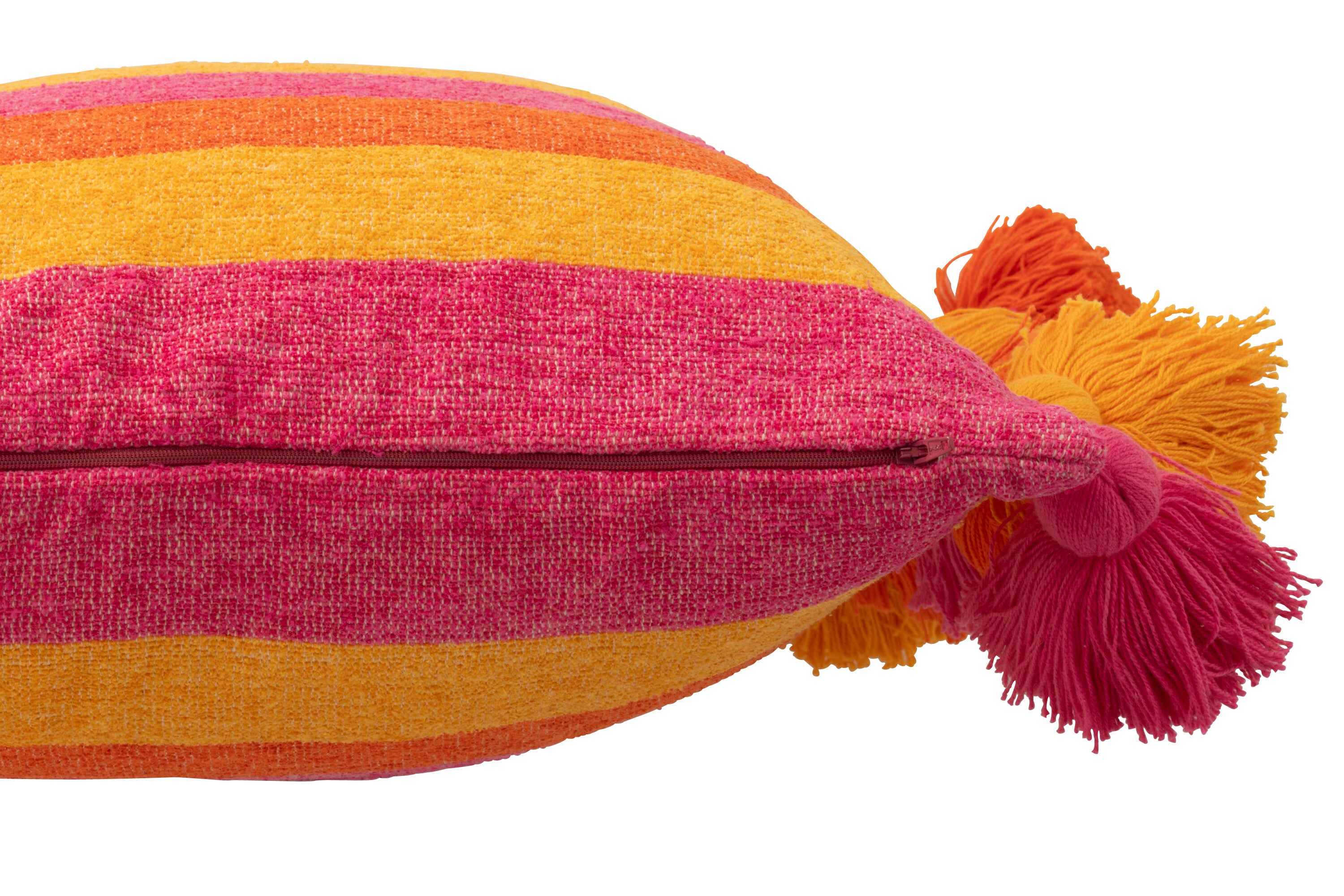 Kussen Strepen+Kwastjes Katoenmix