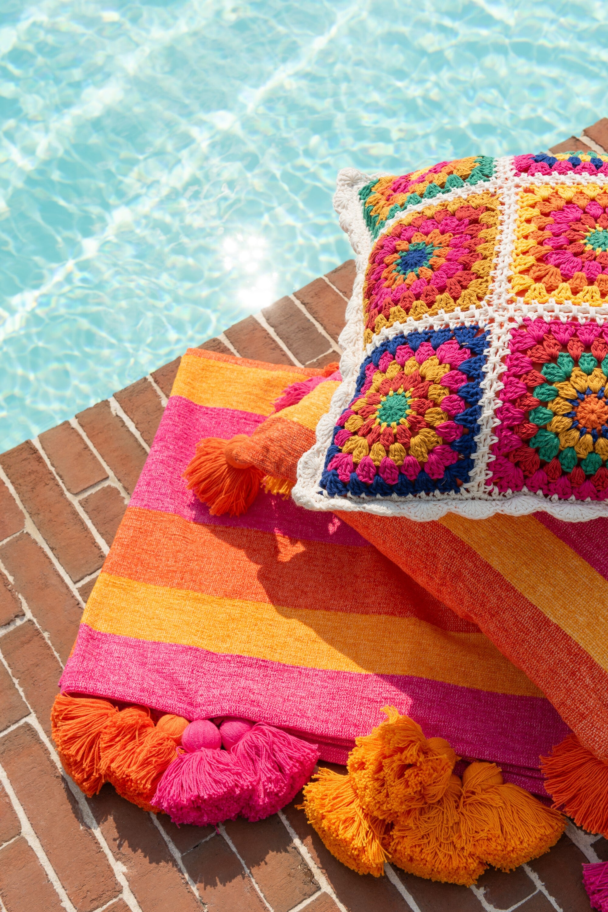 Geruite Strepen+Kwastjes Katoenmix