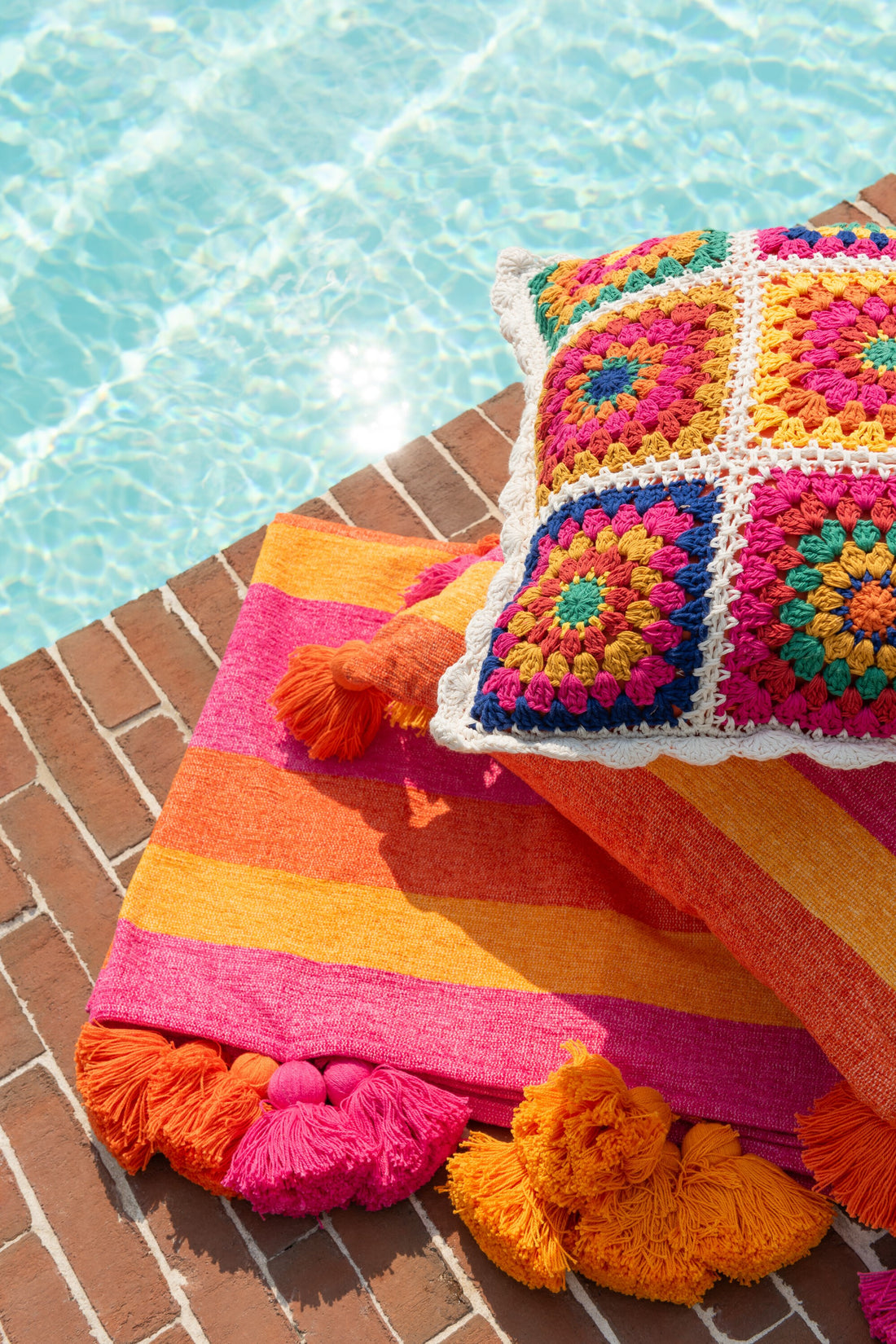 Geruite Strepen+Kwastjes Katoenmix