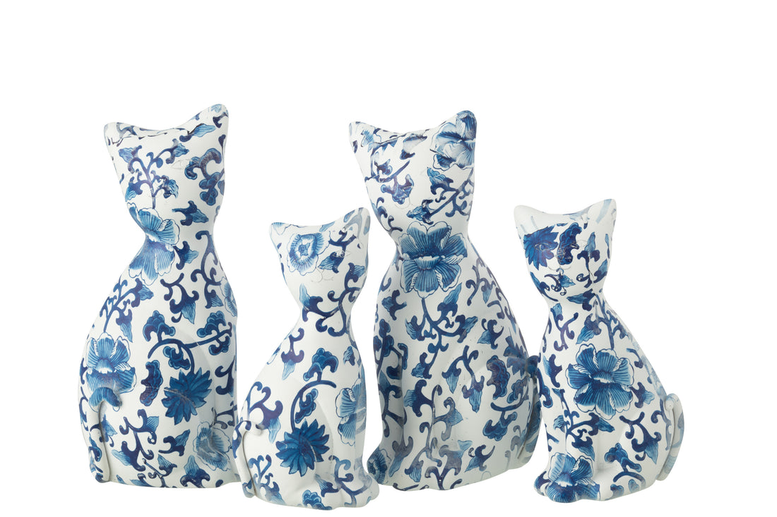 Kattenpatronen Polyresin Blauw/Wit Groot Assortiment Van 2