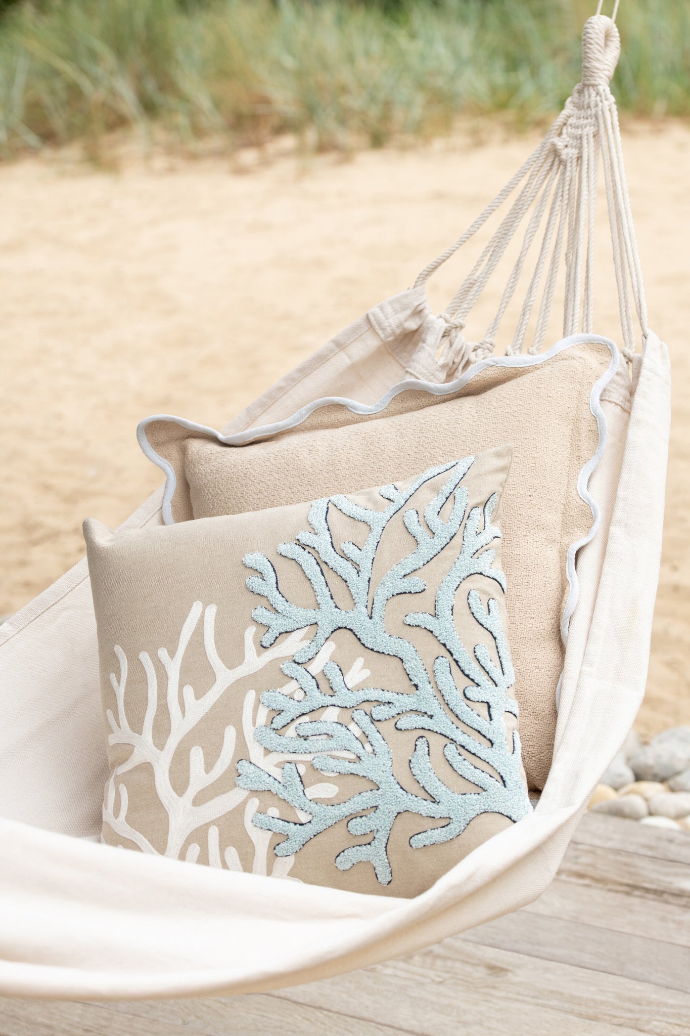 Hangmat effen katoen/polyester licht beige
