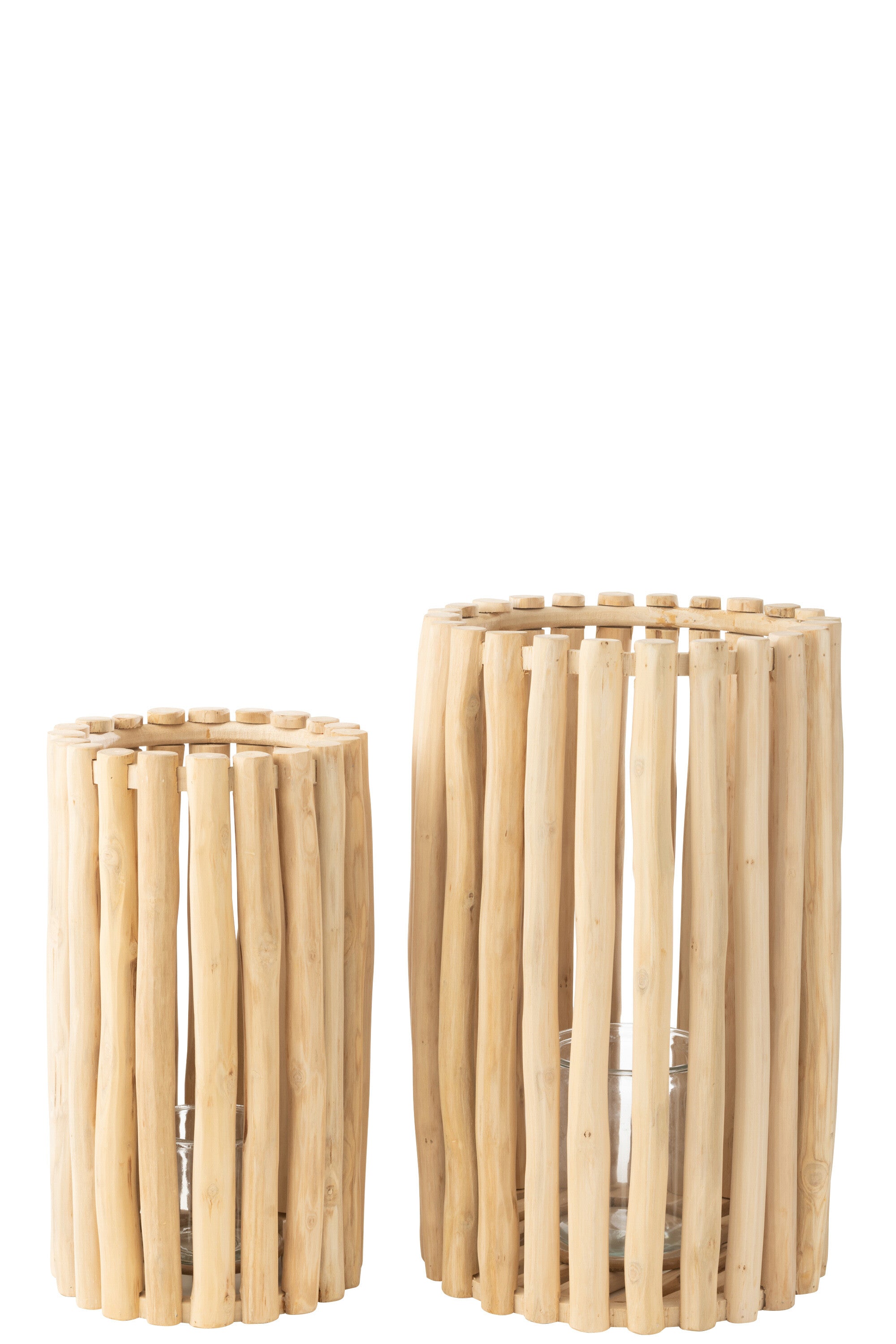 Set van 2 lantaarns Teak Natuurlijk