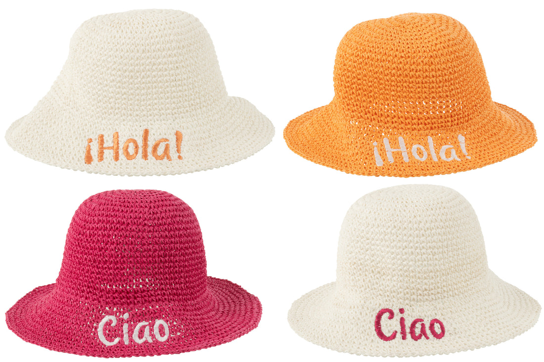 Hoed Ciao/Hola Papier Wit/Roze/Oranje Assortiment Van 4