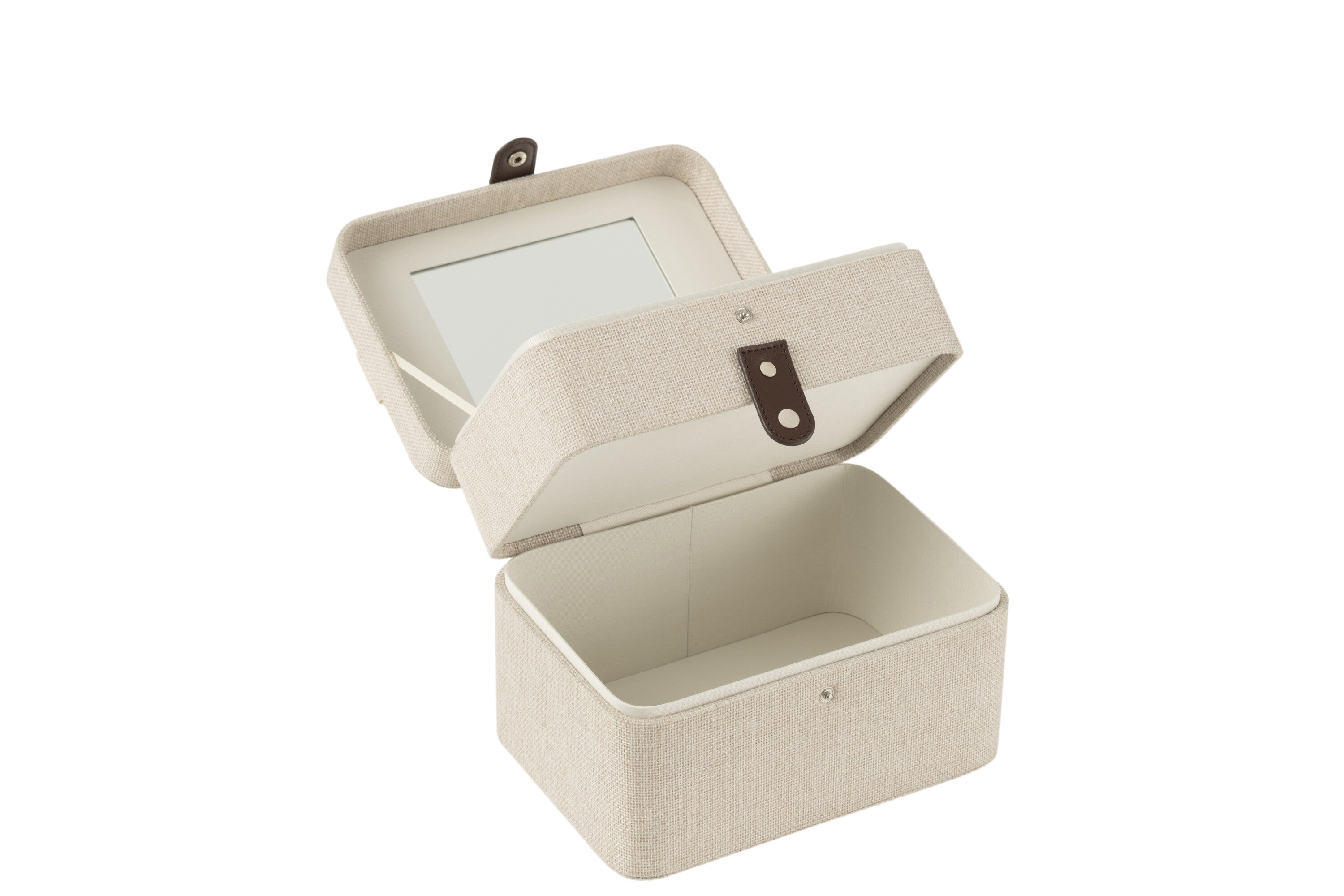 Cosmetische Doos Rechthoek + Spiegel 2 Lagen Polyester Grijs