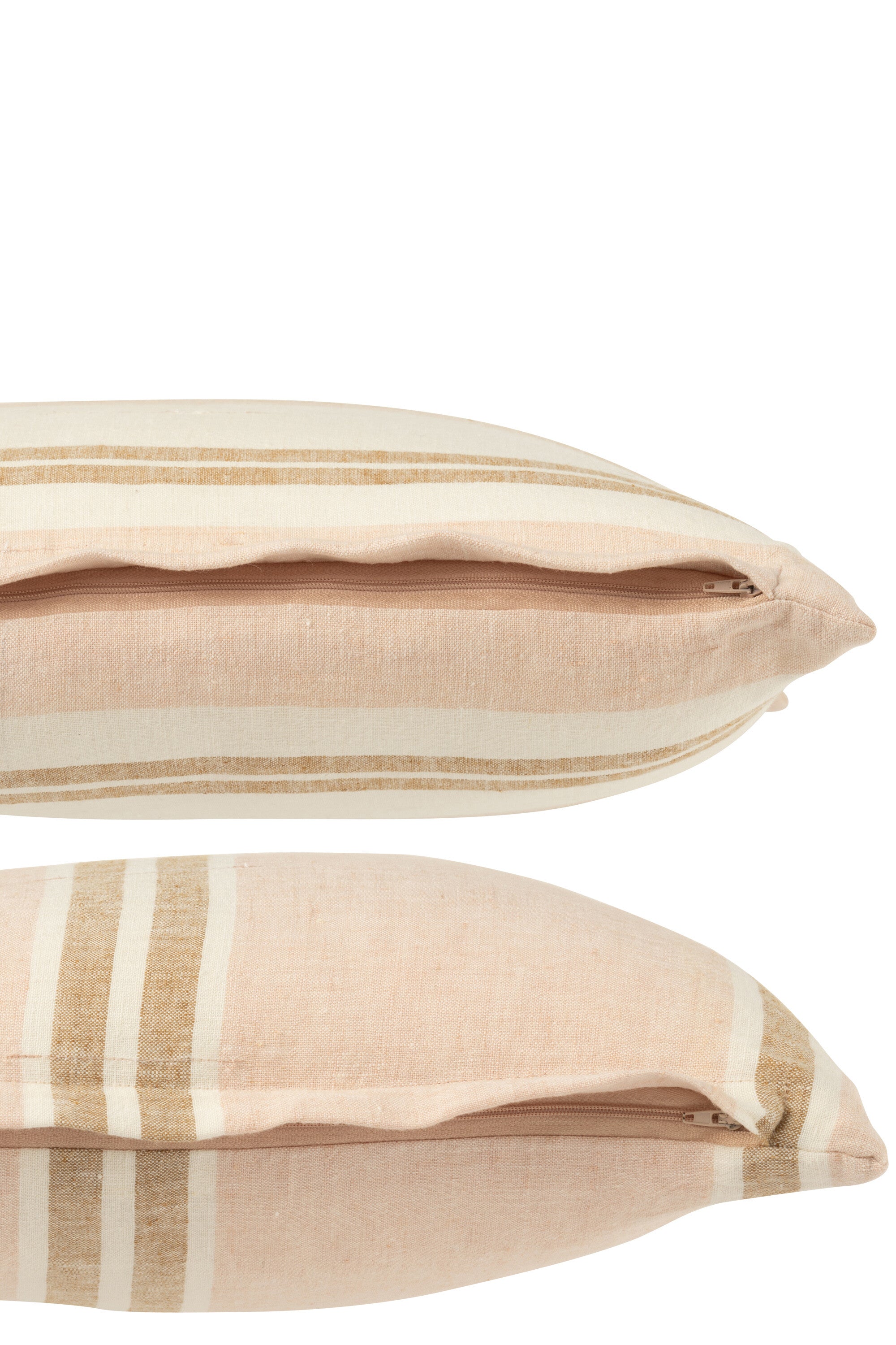 Kussen Strepen Linnen Lichtroze/Wit/Beige Assortiment Van 2