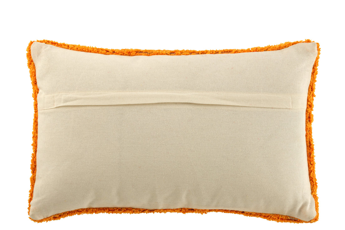 Kussen Hola met knoopjes van katoen in oranje/wit.