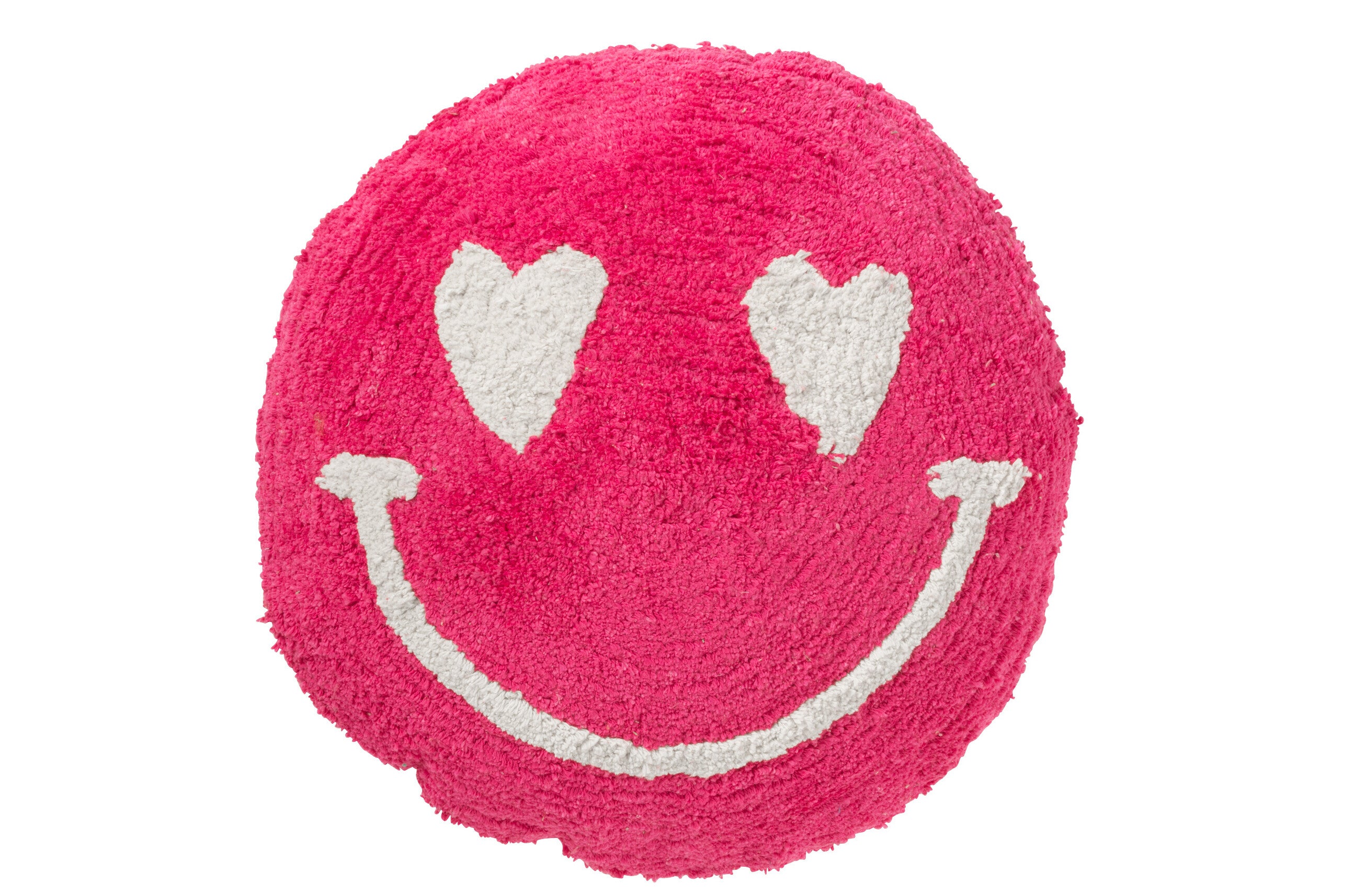 Kussen Smiley met knopen van katoen roze/wit