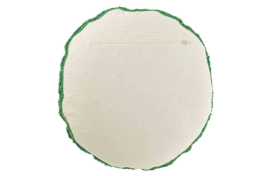 Kussen Smiley met knopen van katoen Groen/Wit