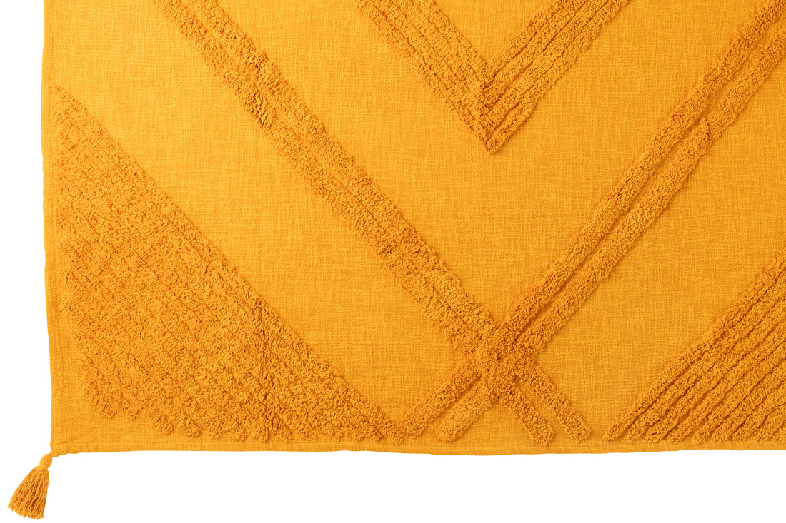 Geruit Tufted Patroon+Kwastjes Katoen Oker