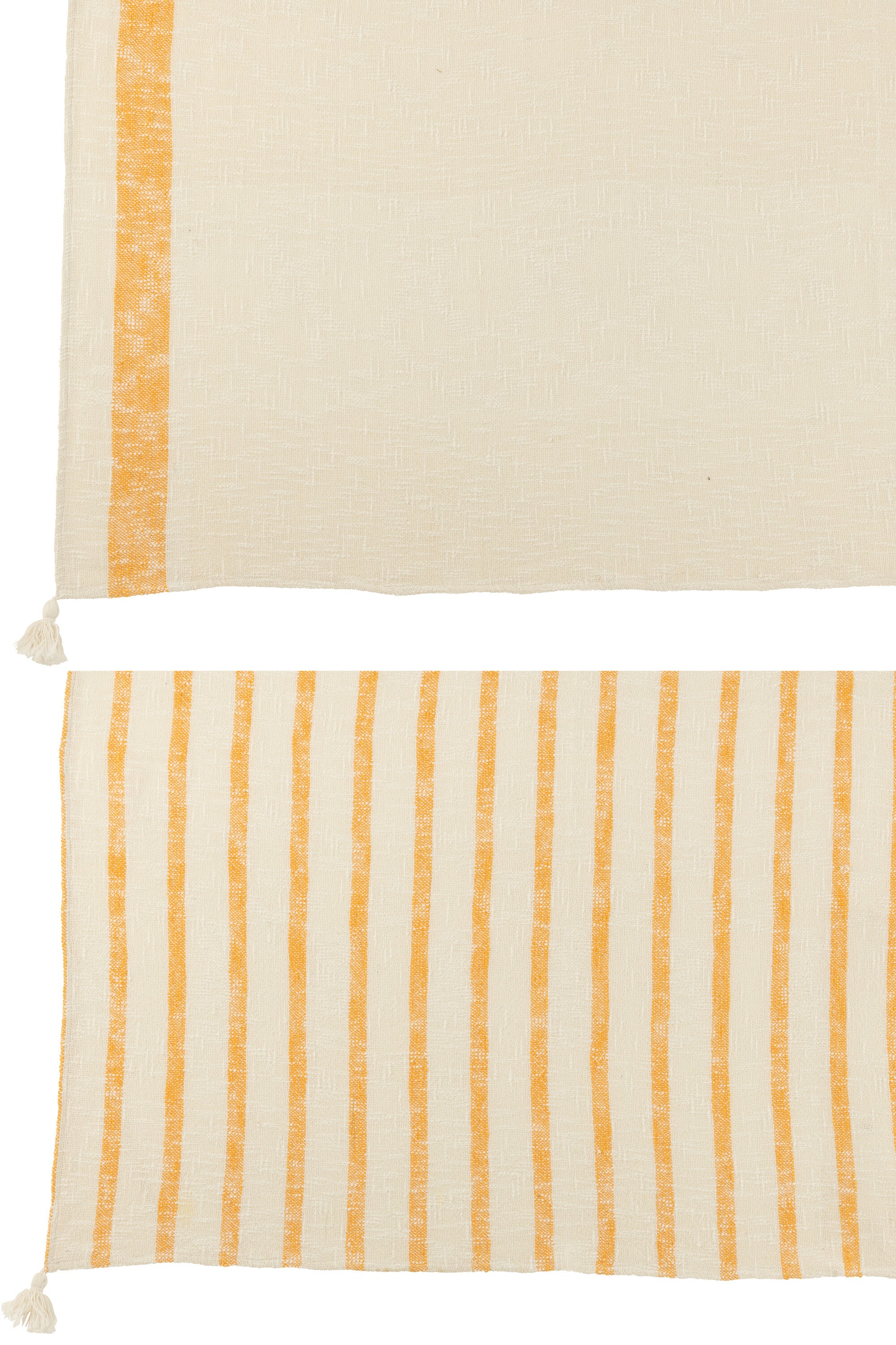 Geruite Strepen+Kwastjes Katoen Wit/Oranje Assortiment Van 2