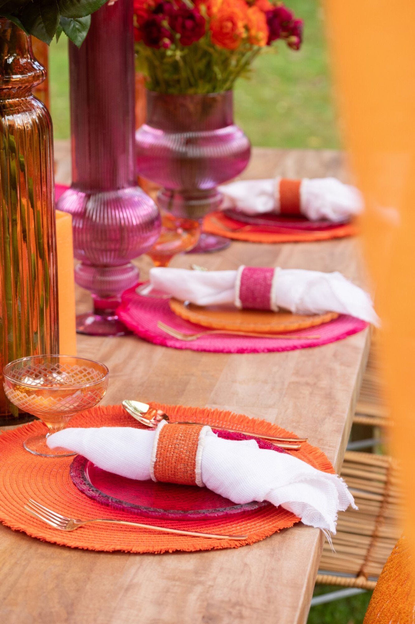 Servetring Zeegras Roze/Oranje/Geel Assortiment Van 3
