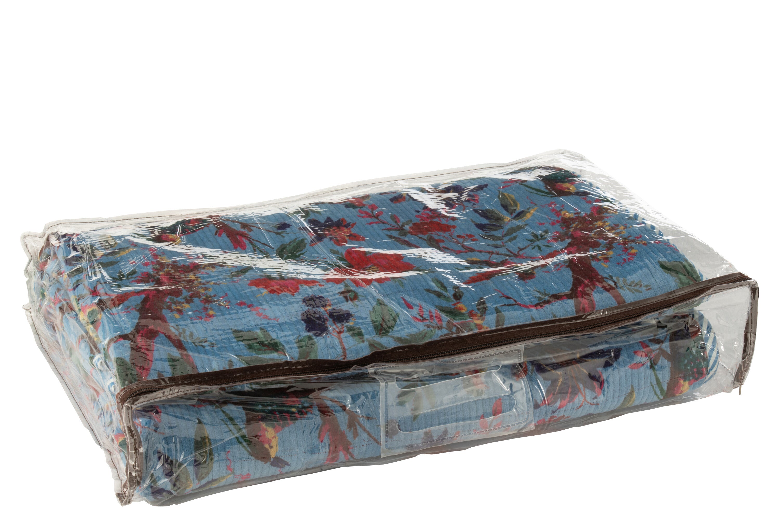 Geruite Vogels/Bloemen Katoenen Fluweel Blauw