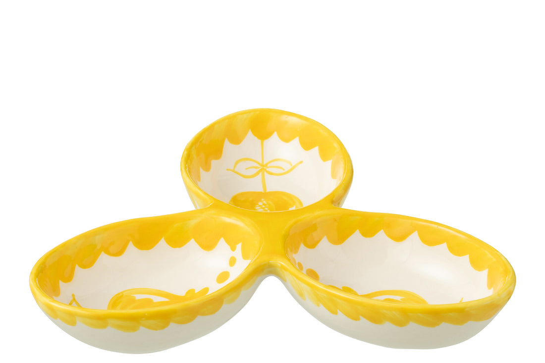 Apero Schaal Granada Klaver Keramiek Wit Geel