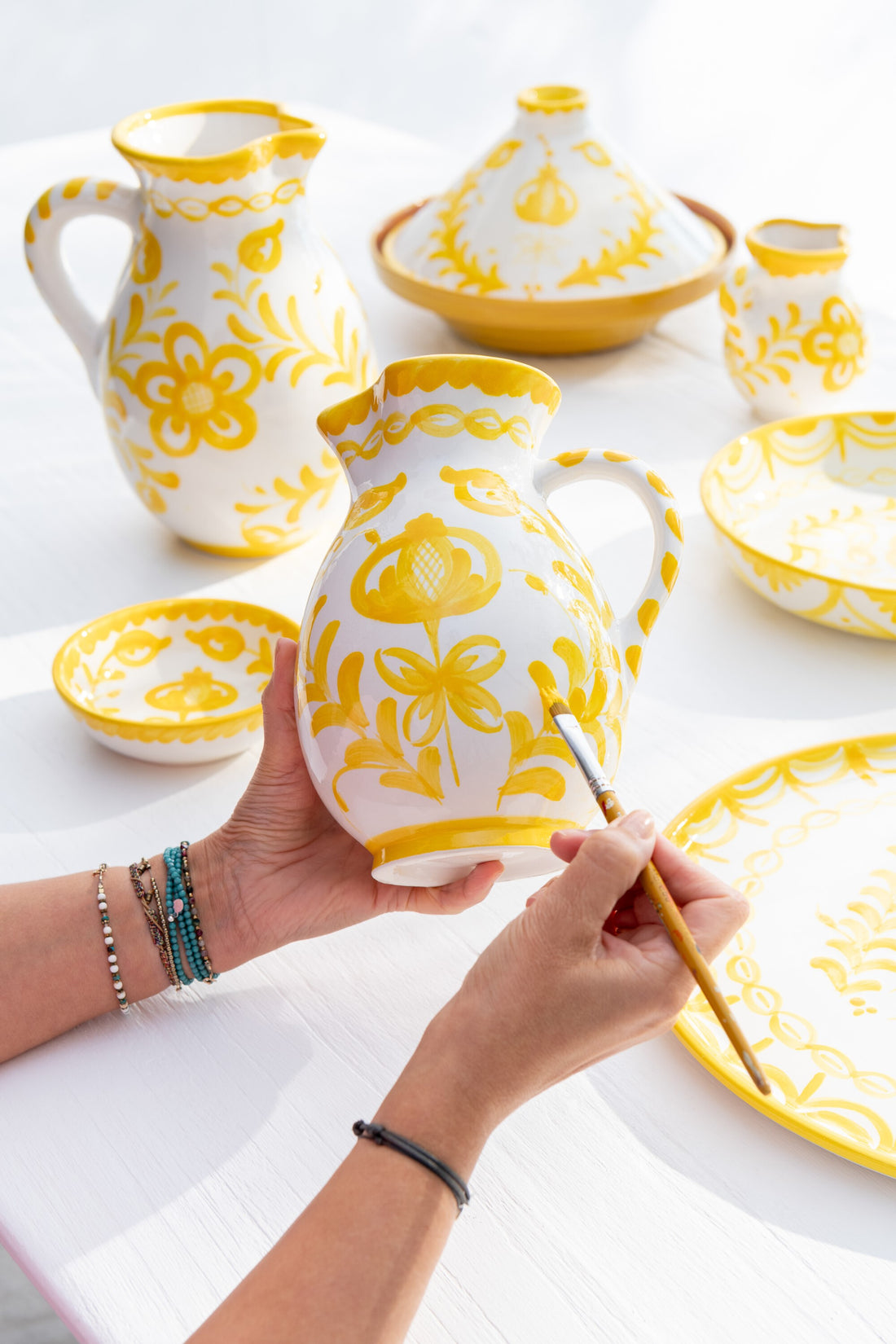 Kan Granada Keramische Wit/Geel Klein