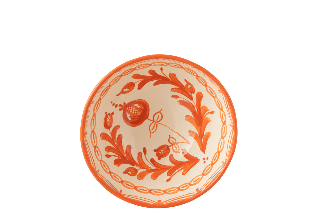 Kom Granada Hoog Keramiek Wit/Oranje Groot