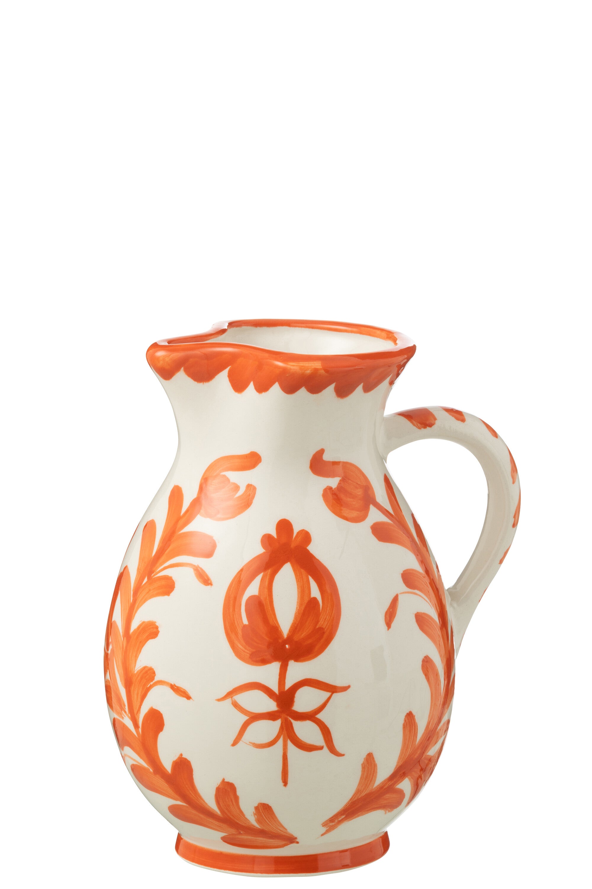 Kan Granada keramische wit/oranje middelgrote kan.