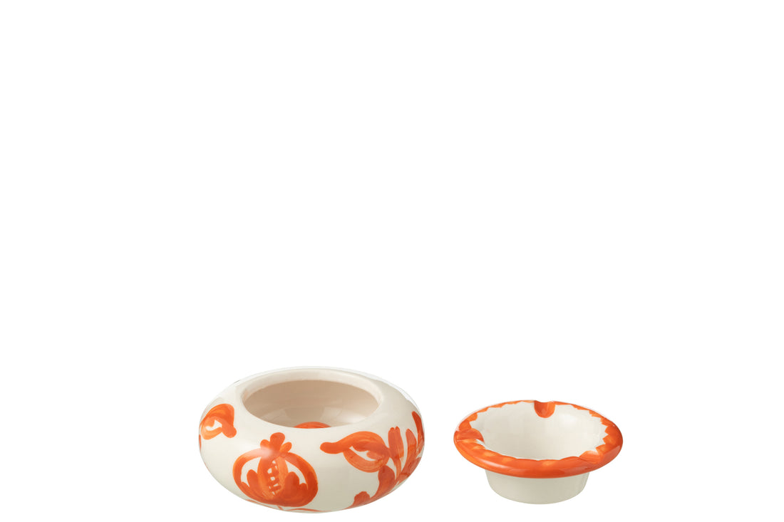 Asbak Granada Keramiek Wit/Oranje Klein