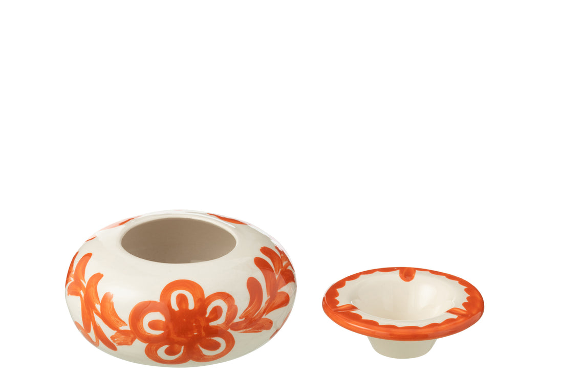 Asbak Granada Keramiek Wit/Oranje Groot